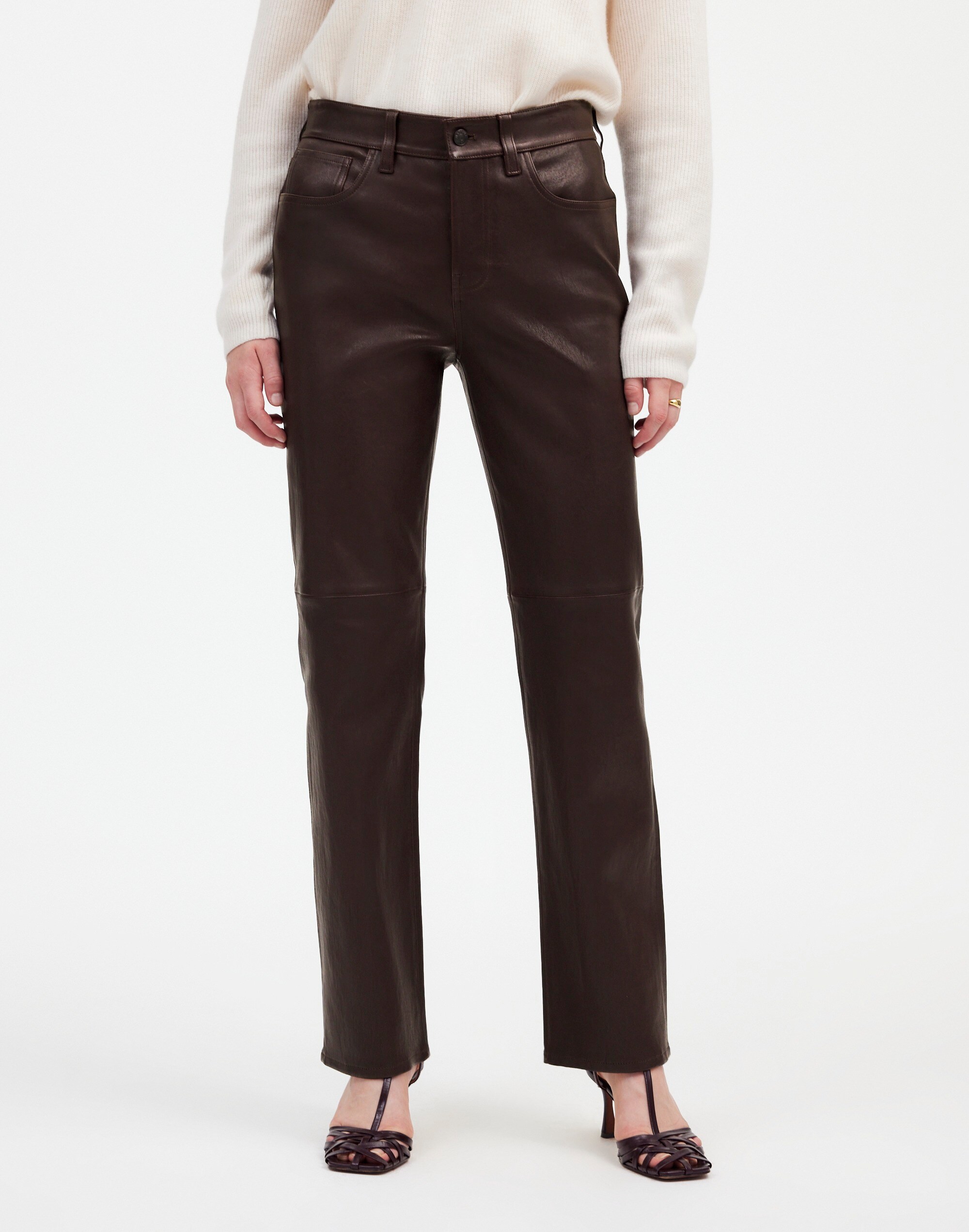 The '90s Straight Mid-Rise Pant in Leather