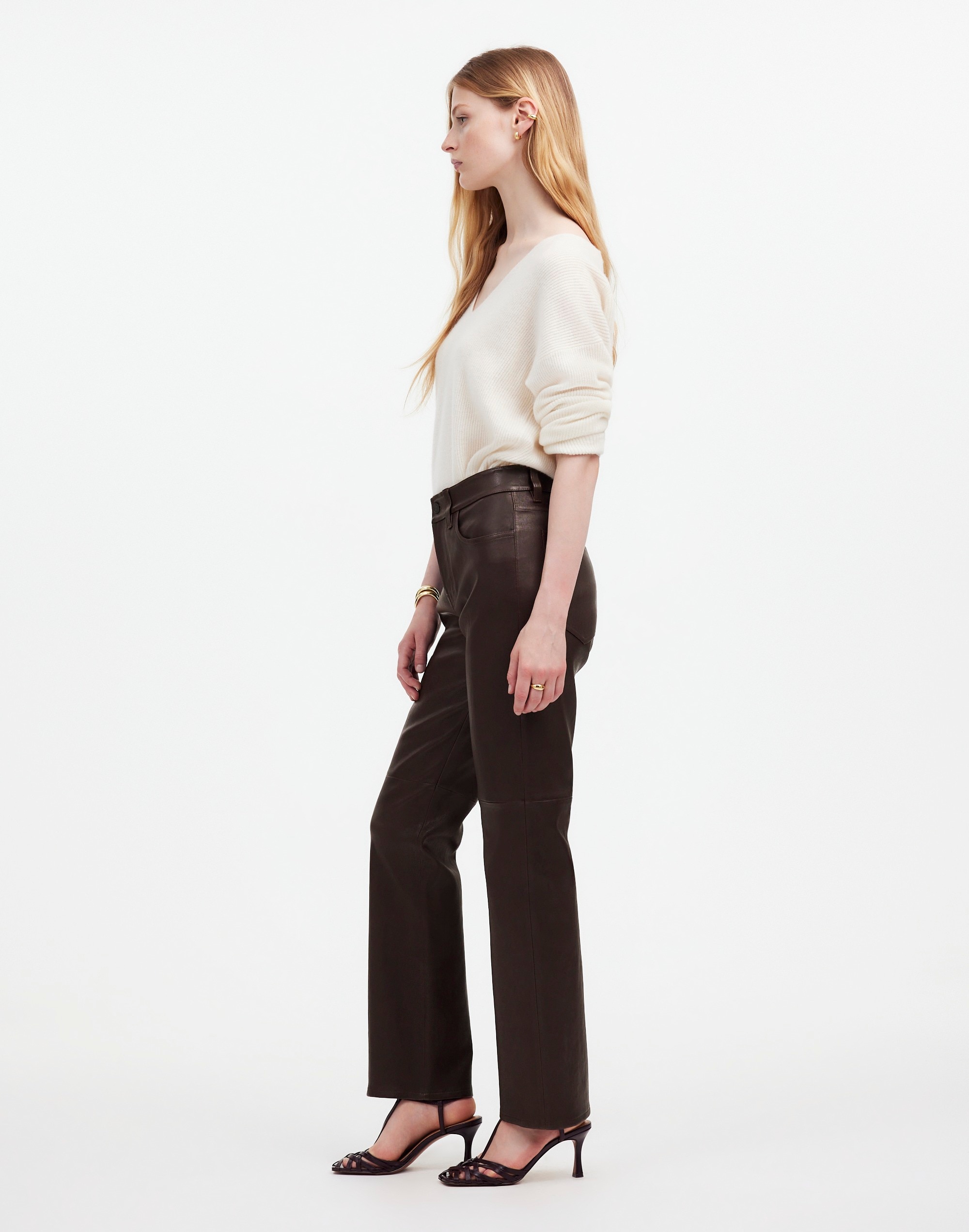 The '90s Straight Mid-Rise Pant in Leather