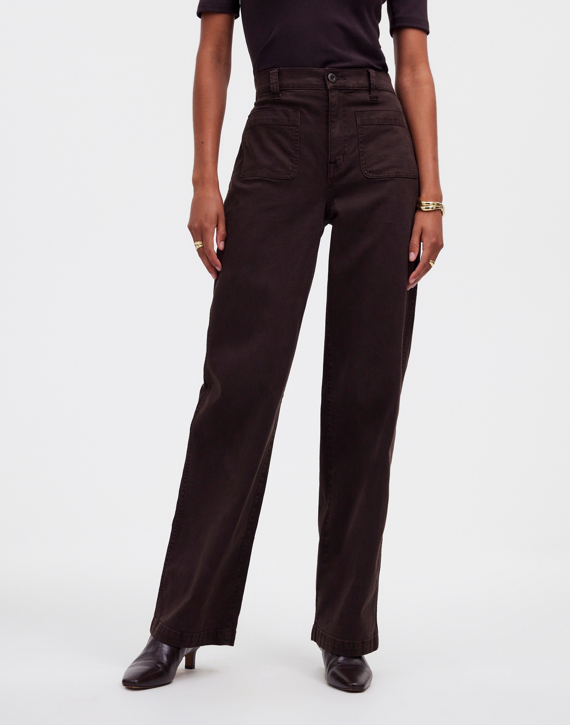 The Emmett Wide-Leg Pant: Patch Pocket Edition in dark carob image 2
