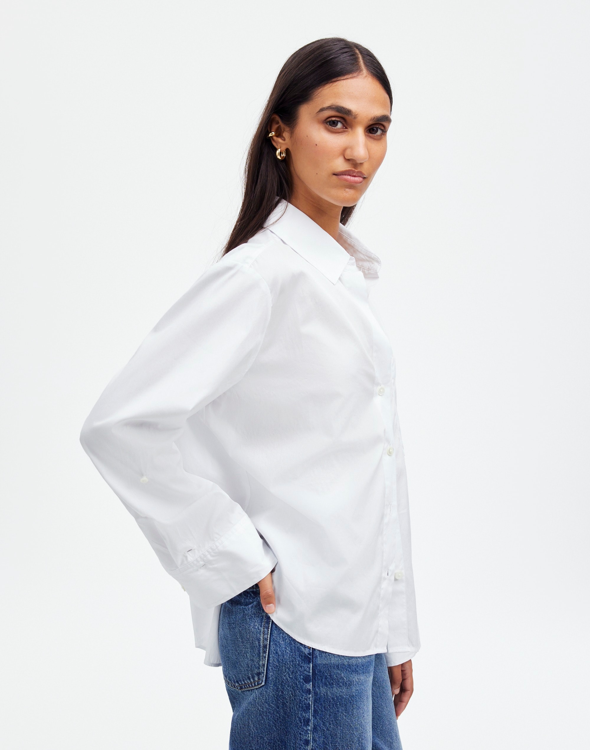 Easy Y-Neck Button-Up Shirt