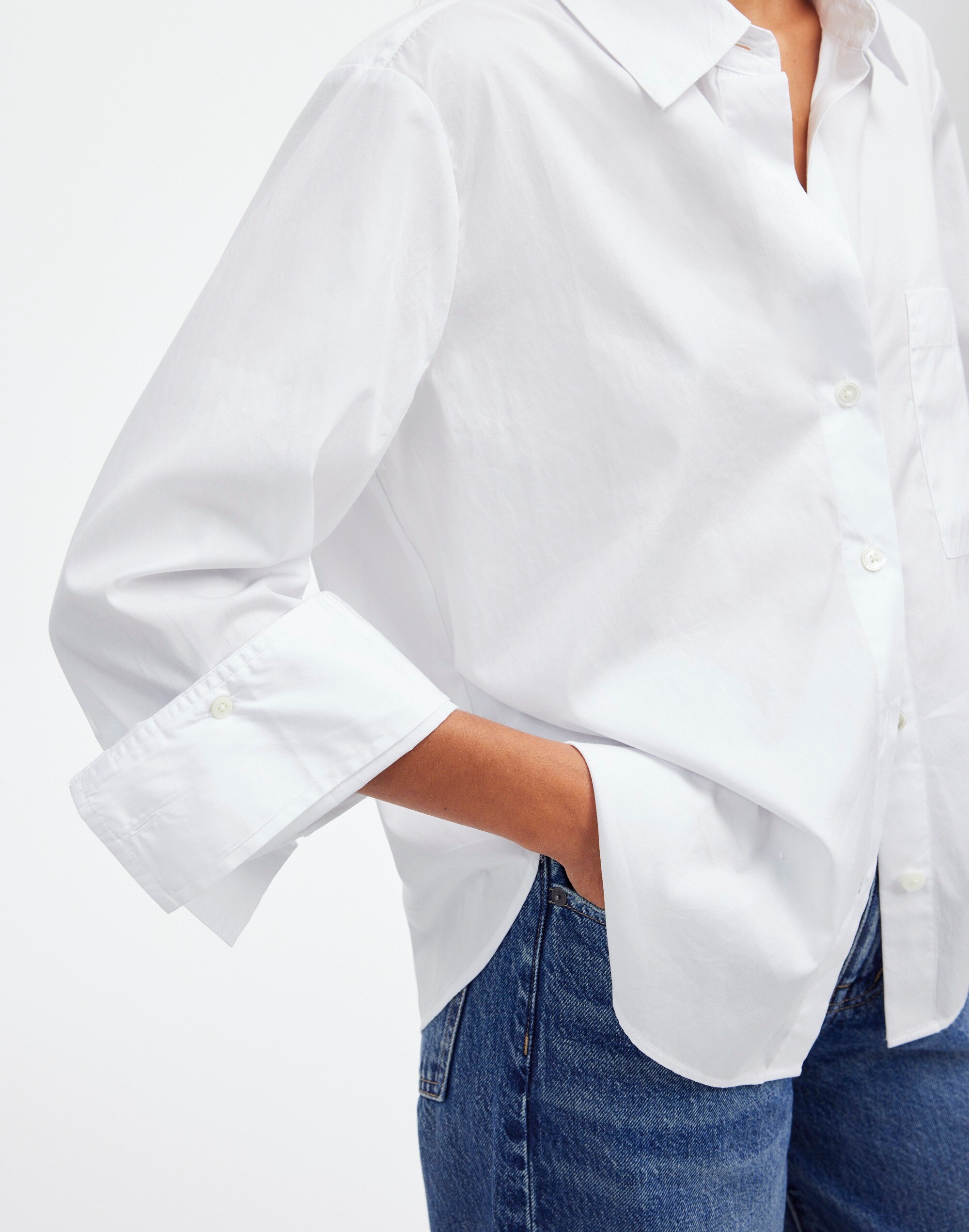 Easy Y-Neck Button-Up Shirt