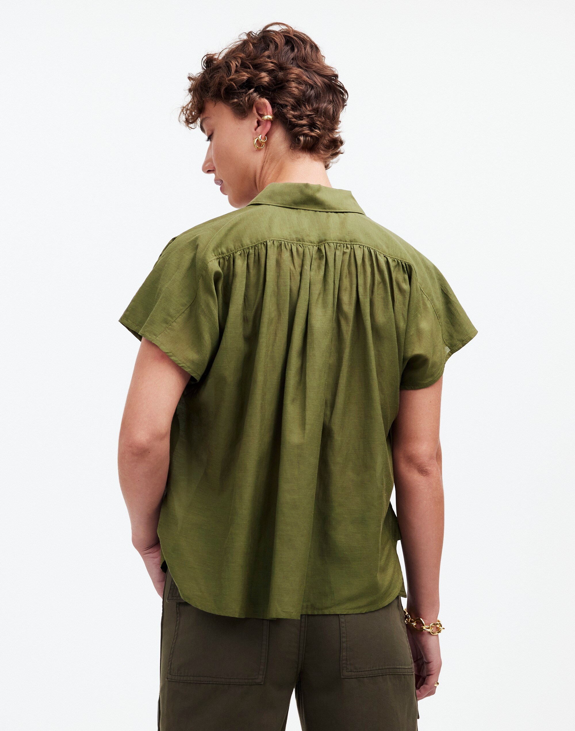 Cap-Sleeve A-Line Top in faded ivy image 4