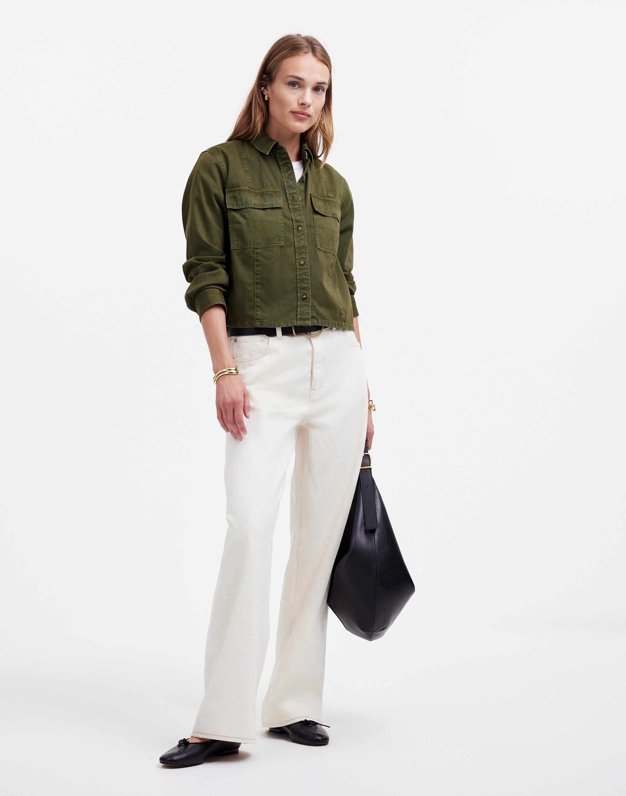 Pintucked Long-Sleeve Shirt in Chino