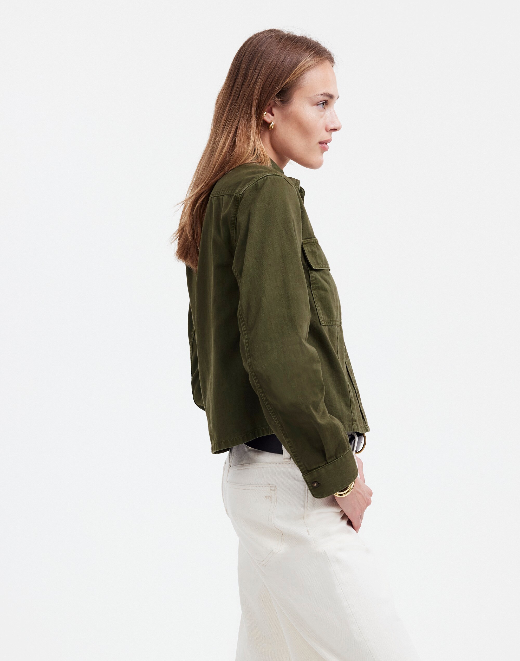Pintucked Long-Sleeve Shirt in Chino