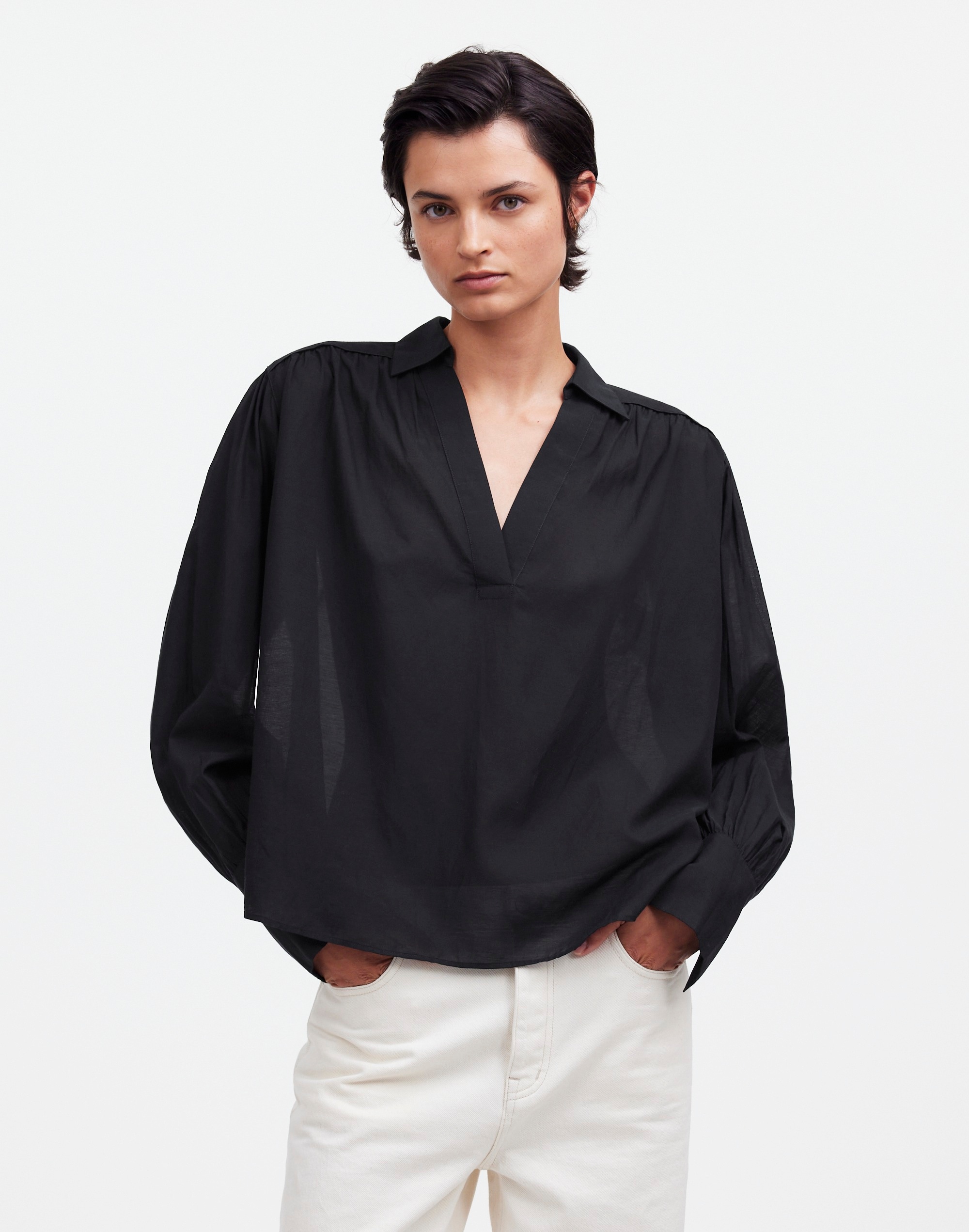 easy long-sleeve popover shirt