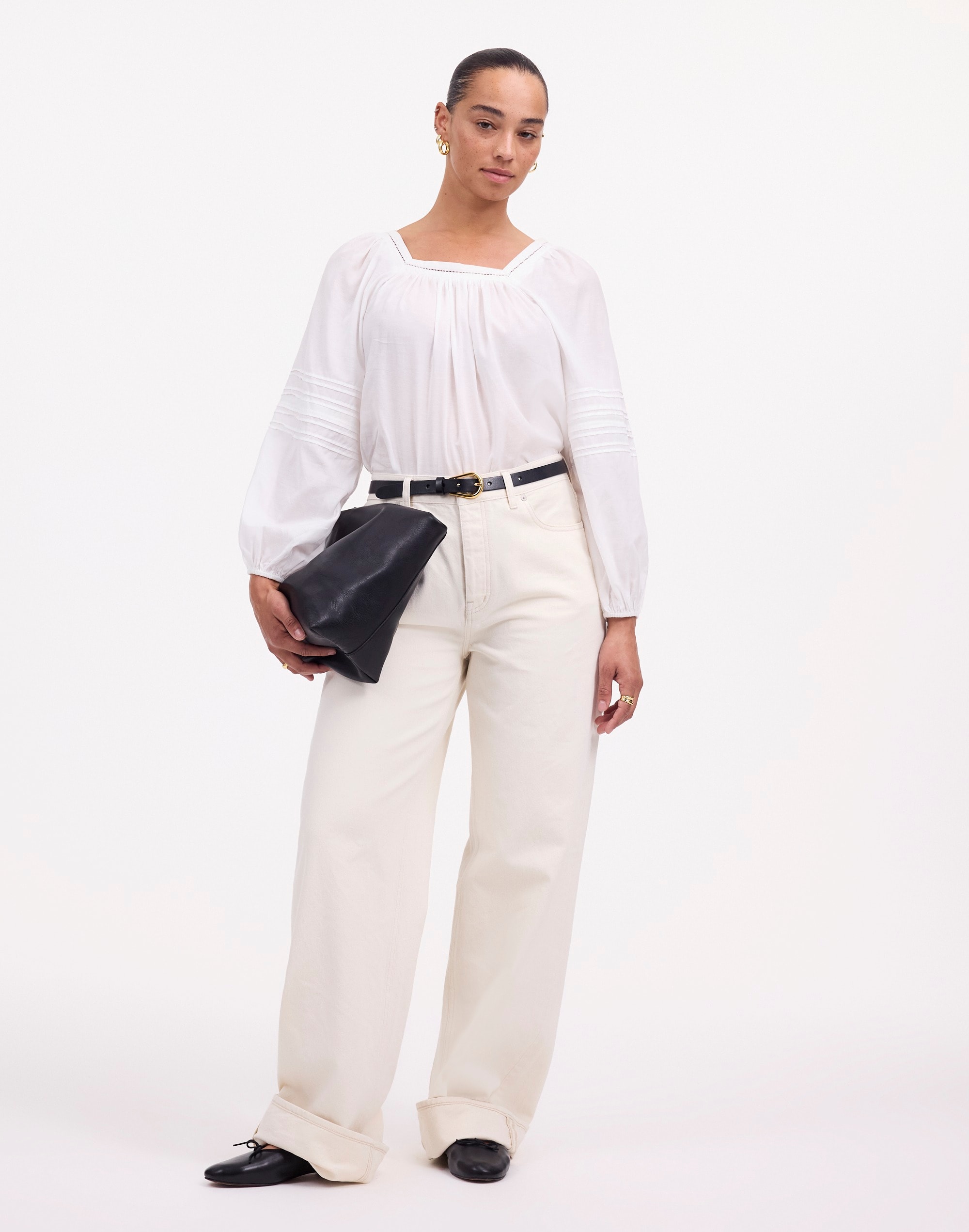 Square-Neck Long-Sleeve Top