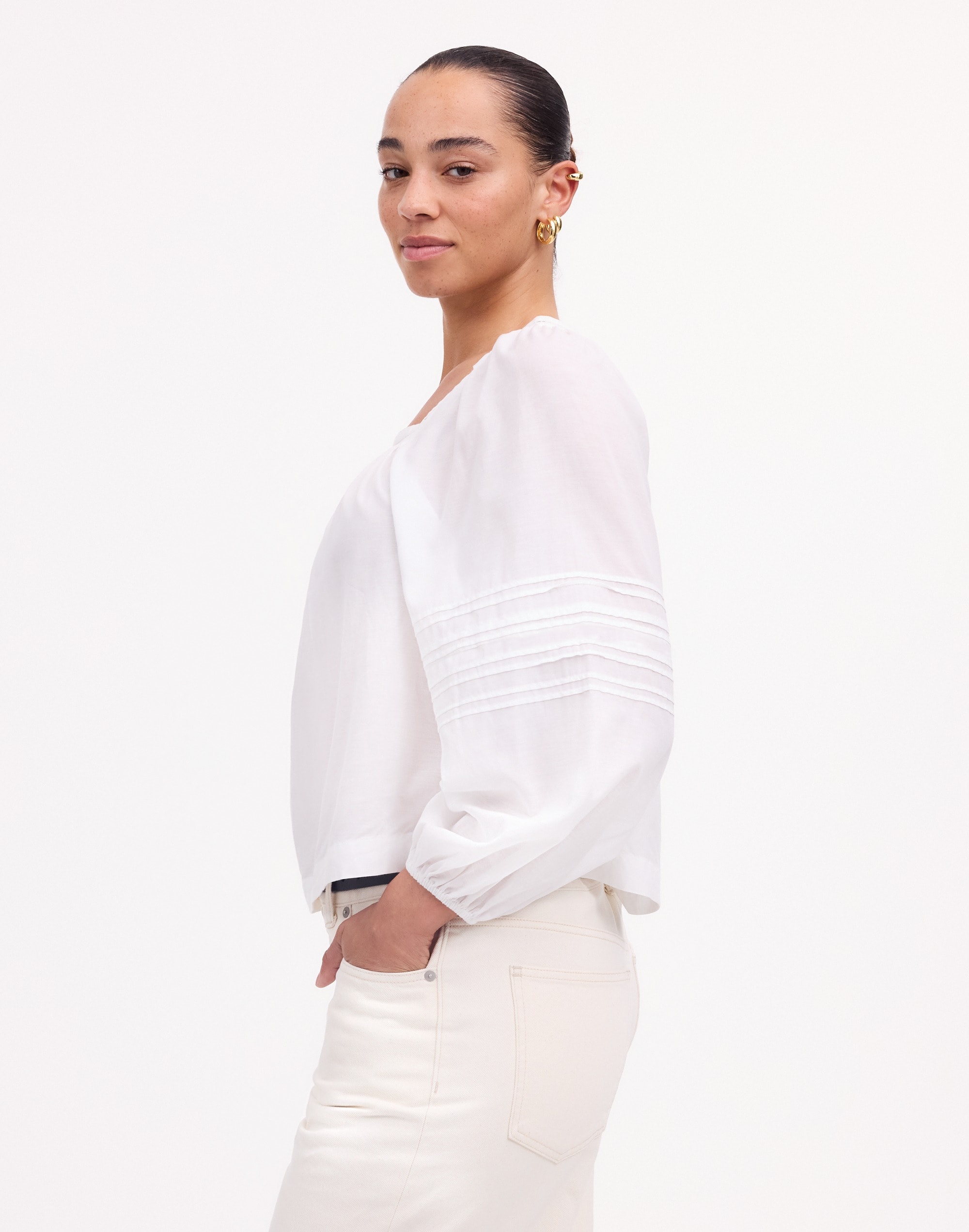 Square-Neck Long-Sleeve Top
