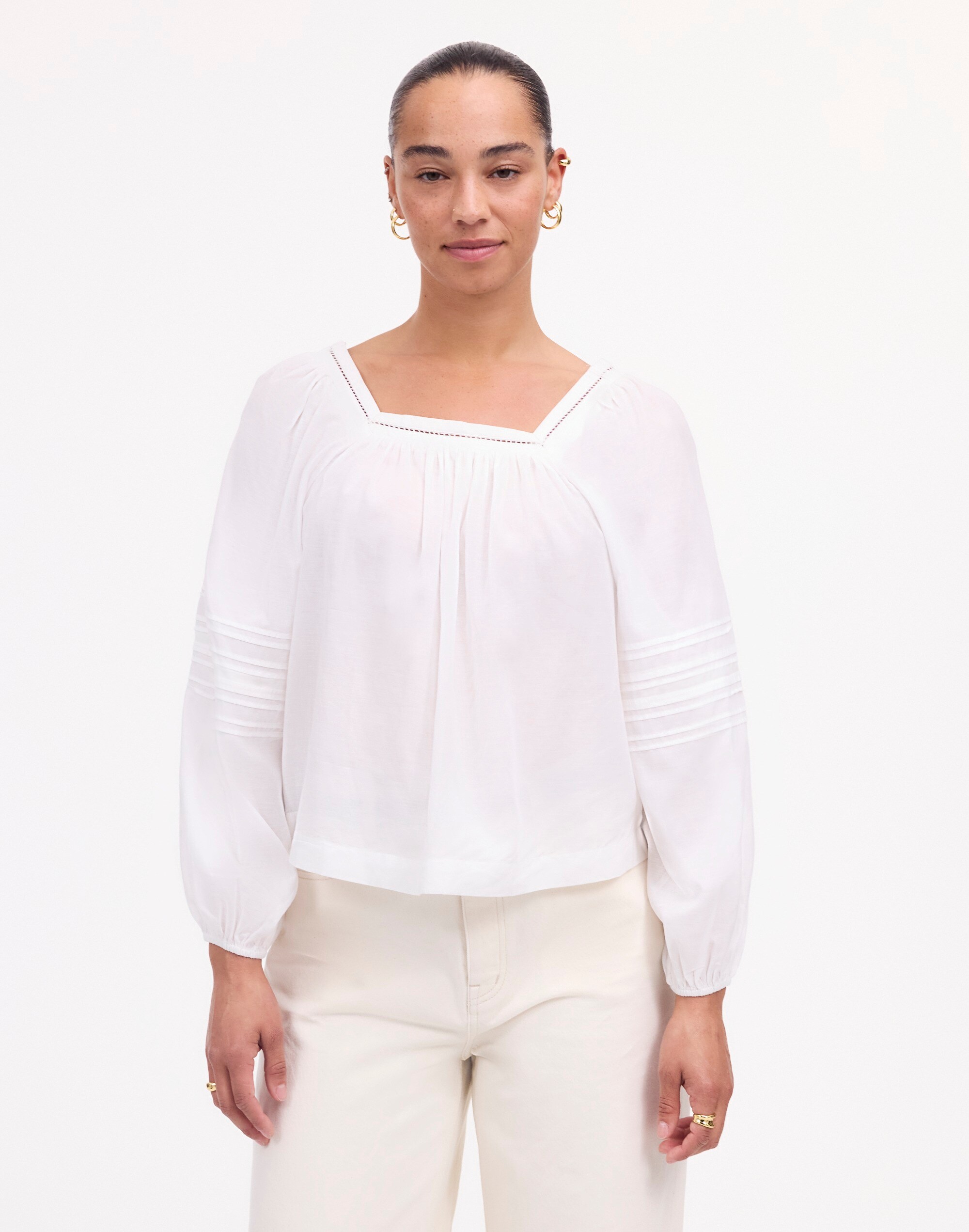 Square-Neck Long-Sleeve Top