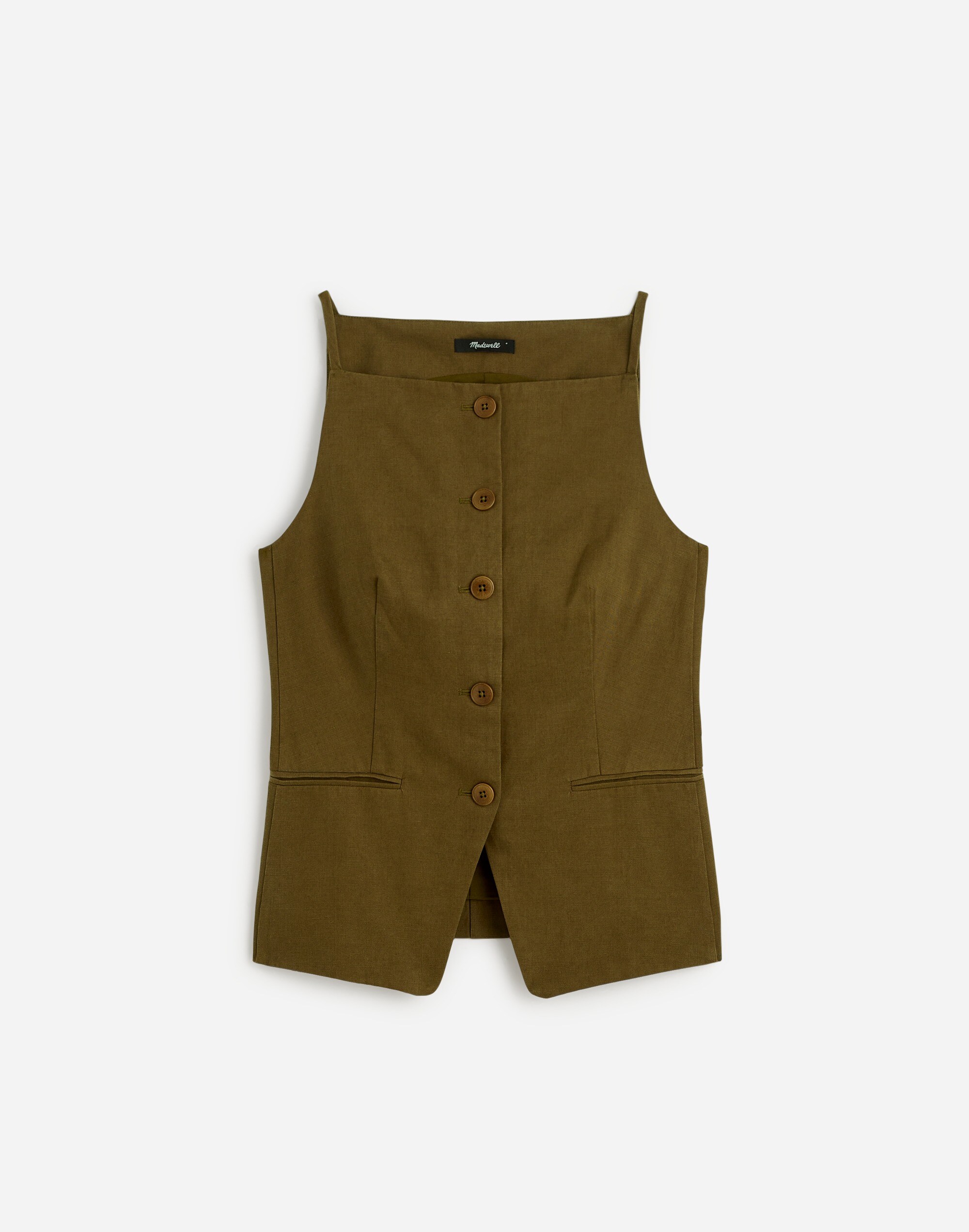 Square-Neck Vest in Drapey Twill