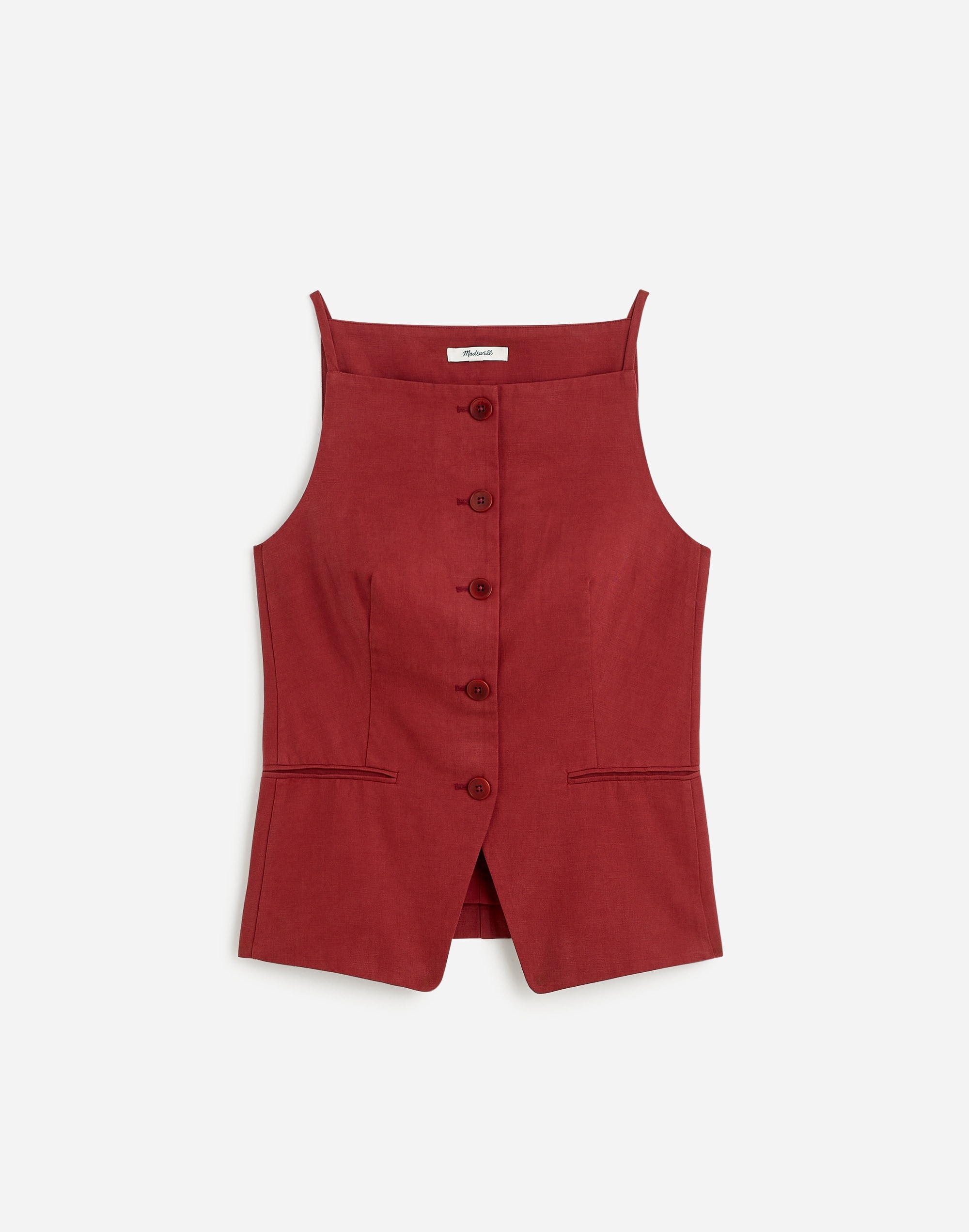 Square-Neck Vest in Drapey Twill