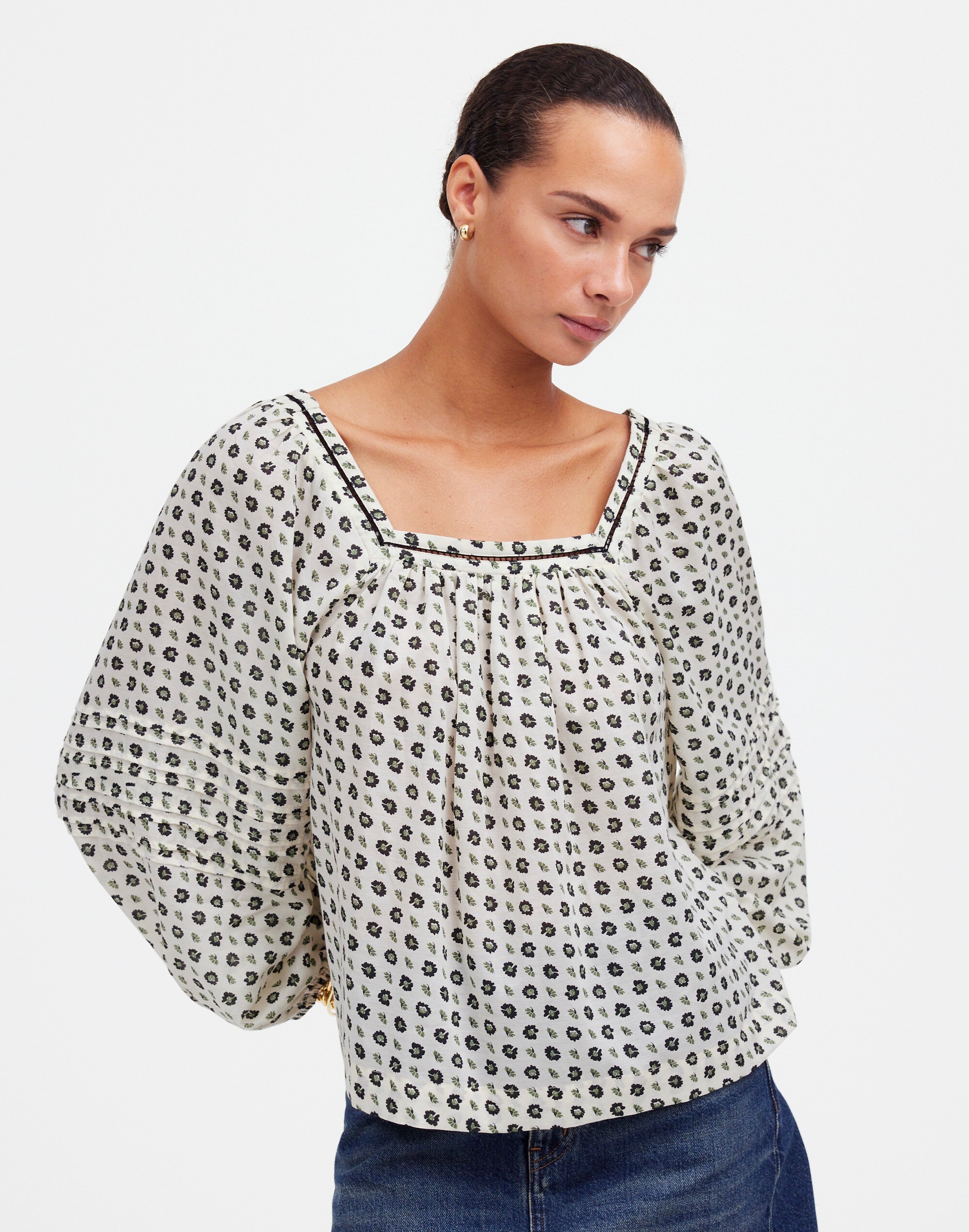 Square-Neck Long-Sleeve Top