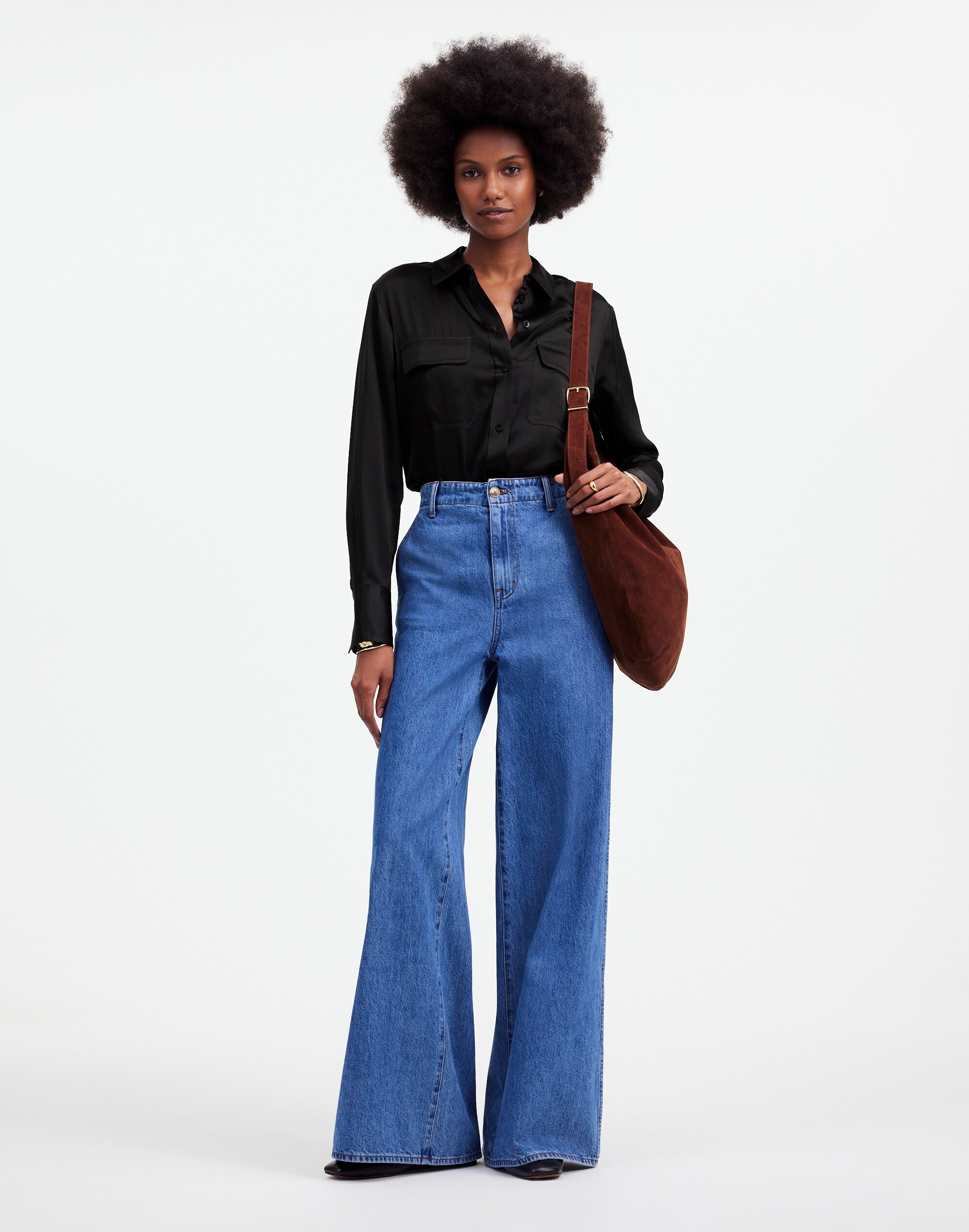 Silk Flap-Pocket Button-Up Shirt