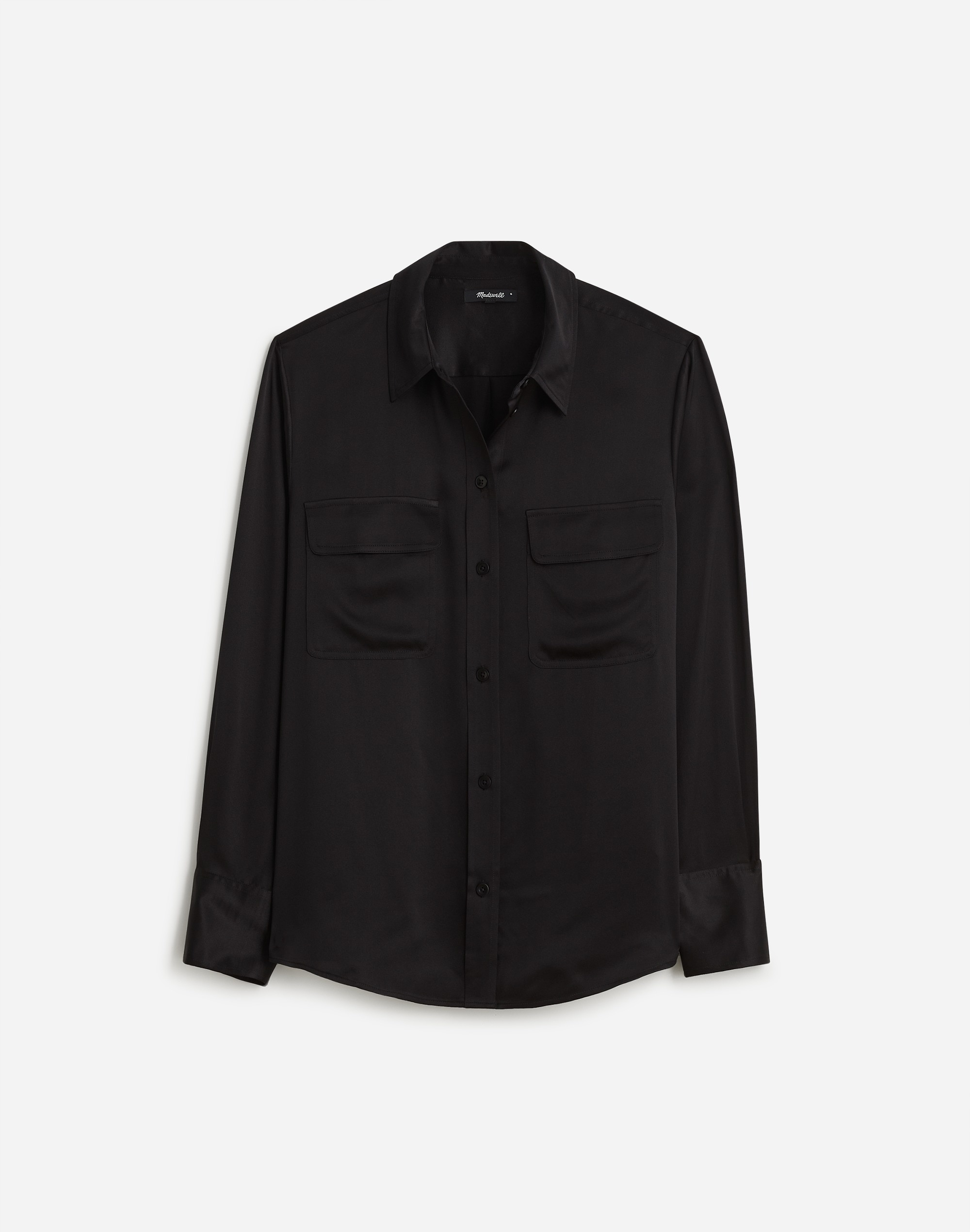 Silk Flap-Pocket Button-Up Shirt