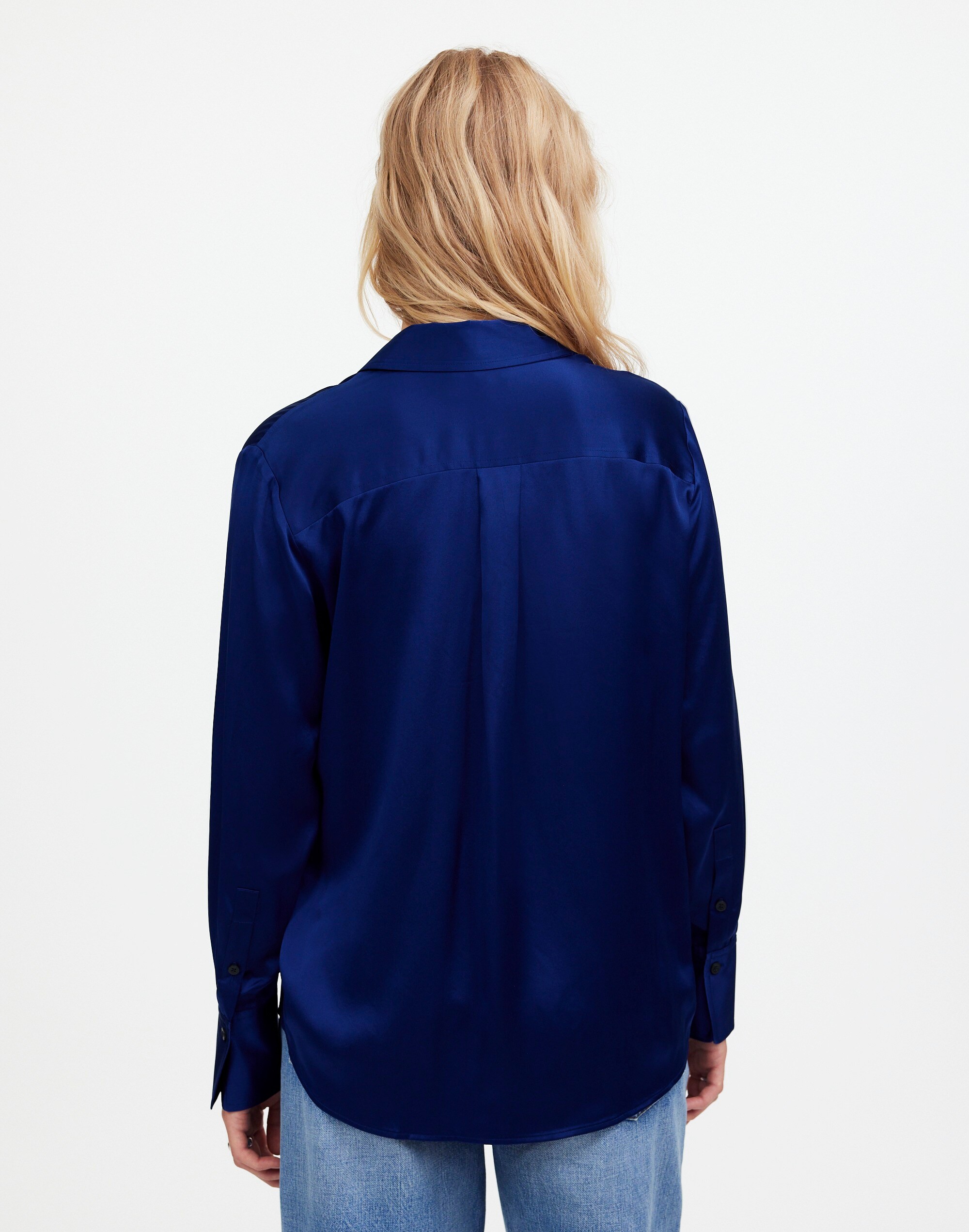 Silk Flap-Pocket Button-Up Shirt