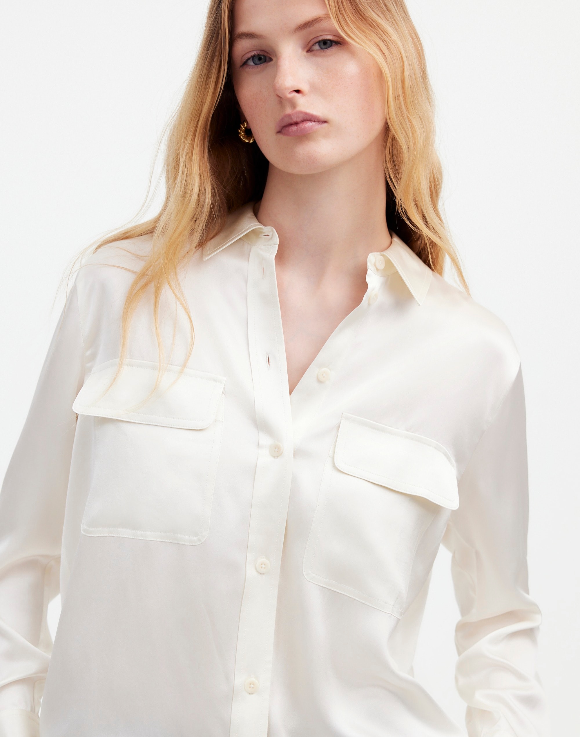 Silk Flap-Pocket Button-Up Shirt | Madewell