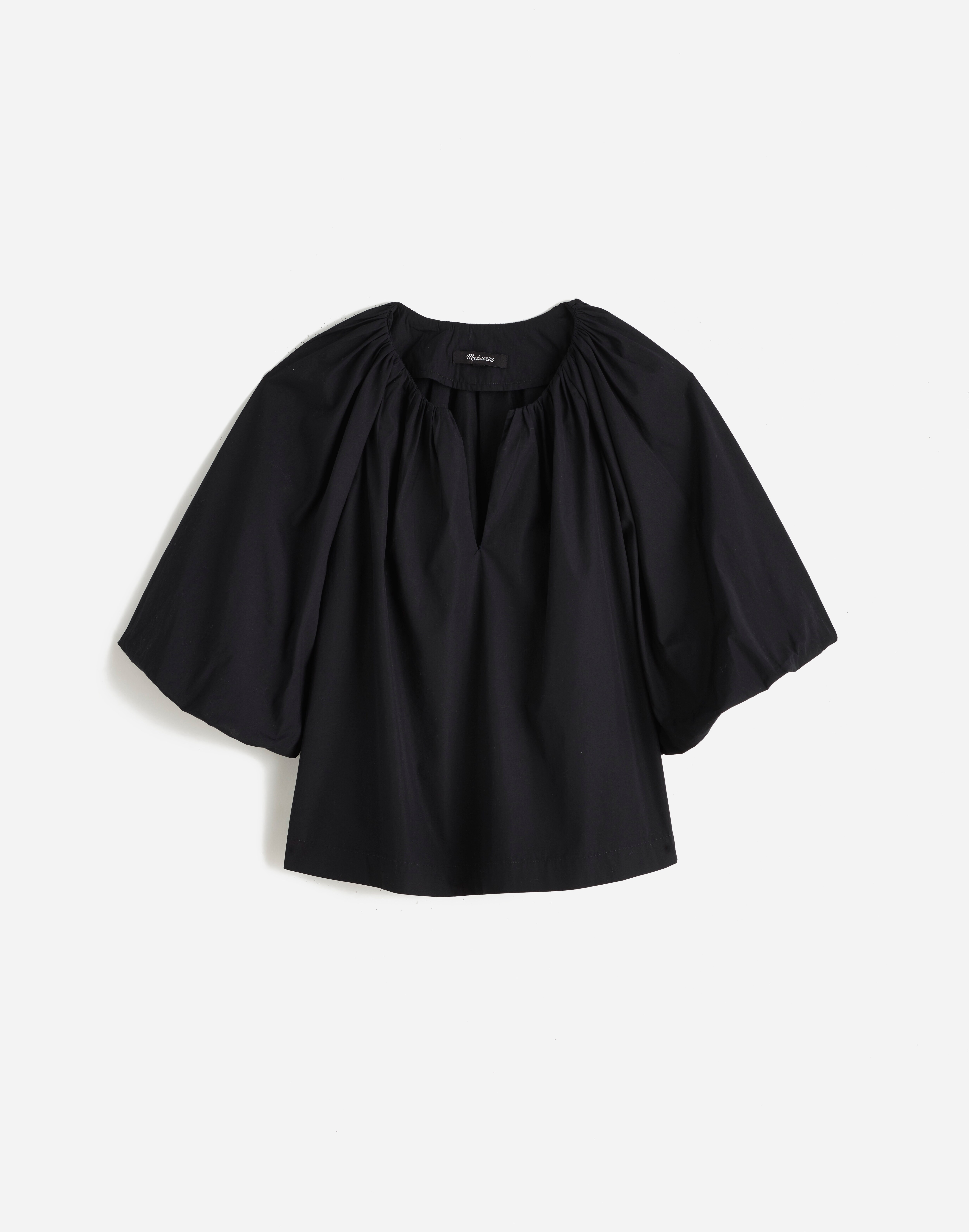 Bubble-Sleeve Top in Poplin