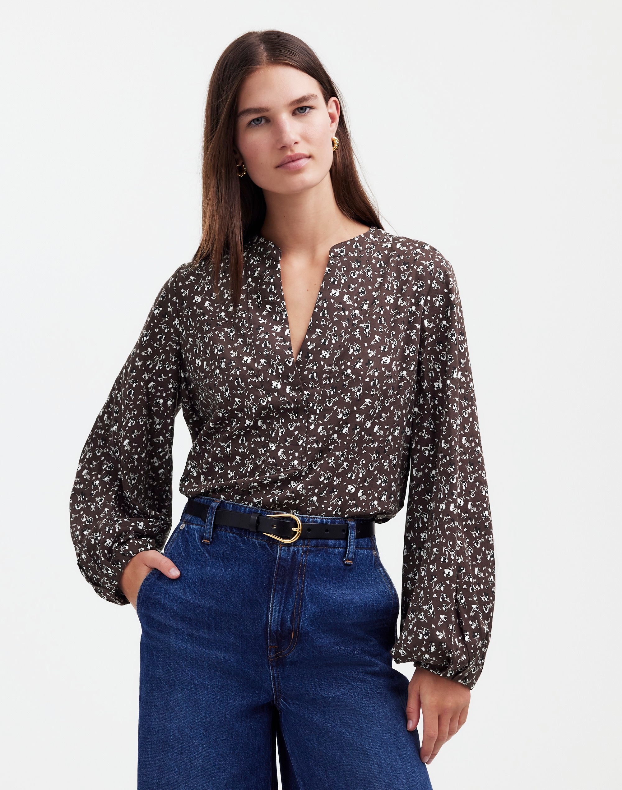 v-neck long-sleeve top