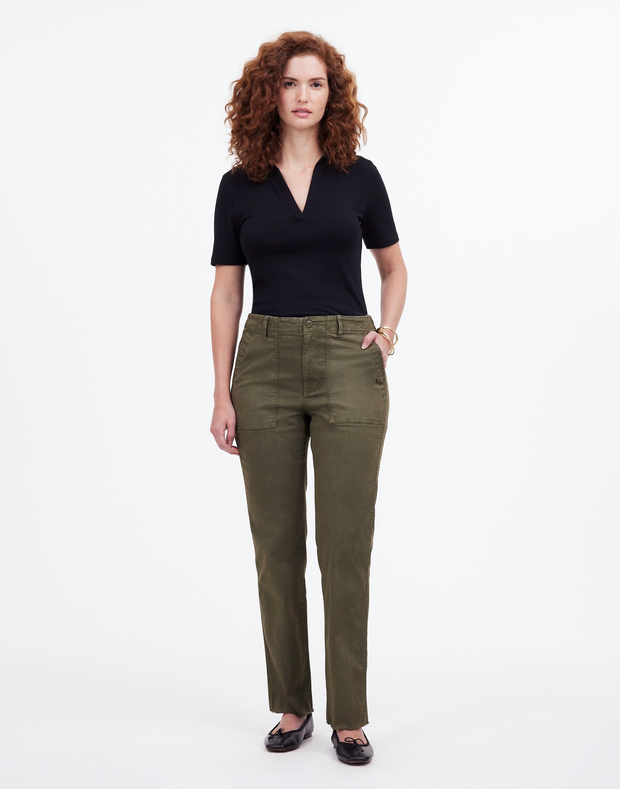 the curvy slim straight trouser pant in garment dye