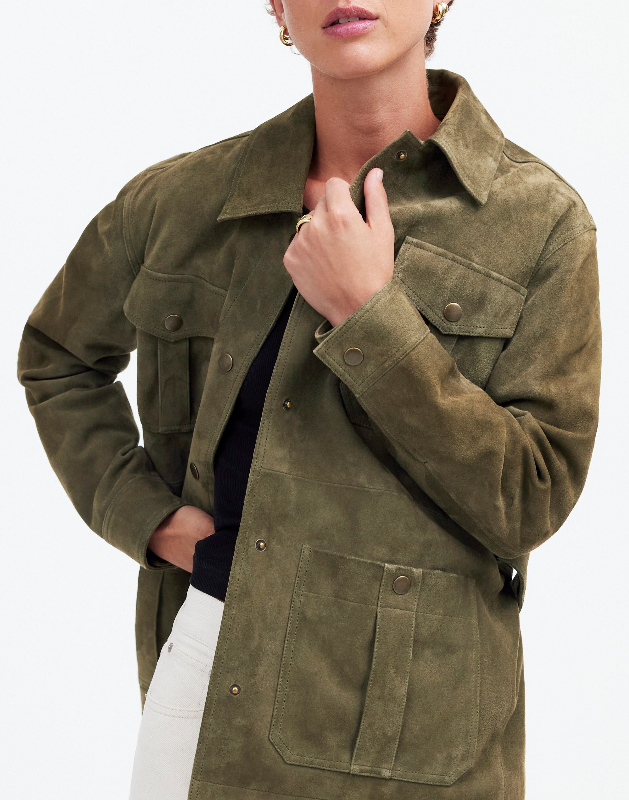 Belted Field Jacket in Suede