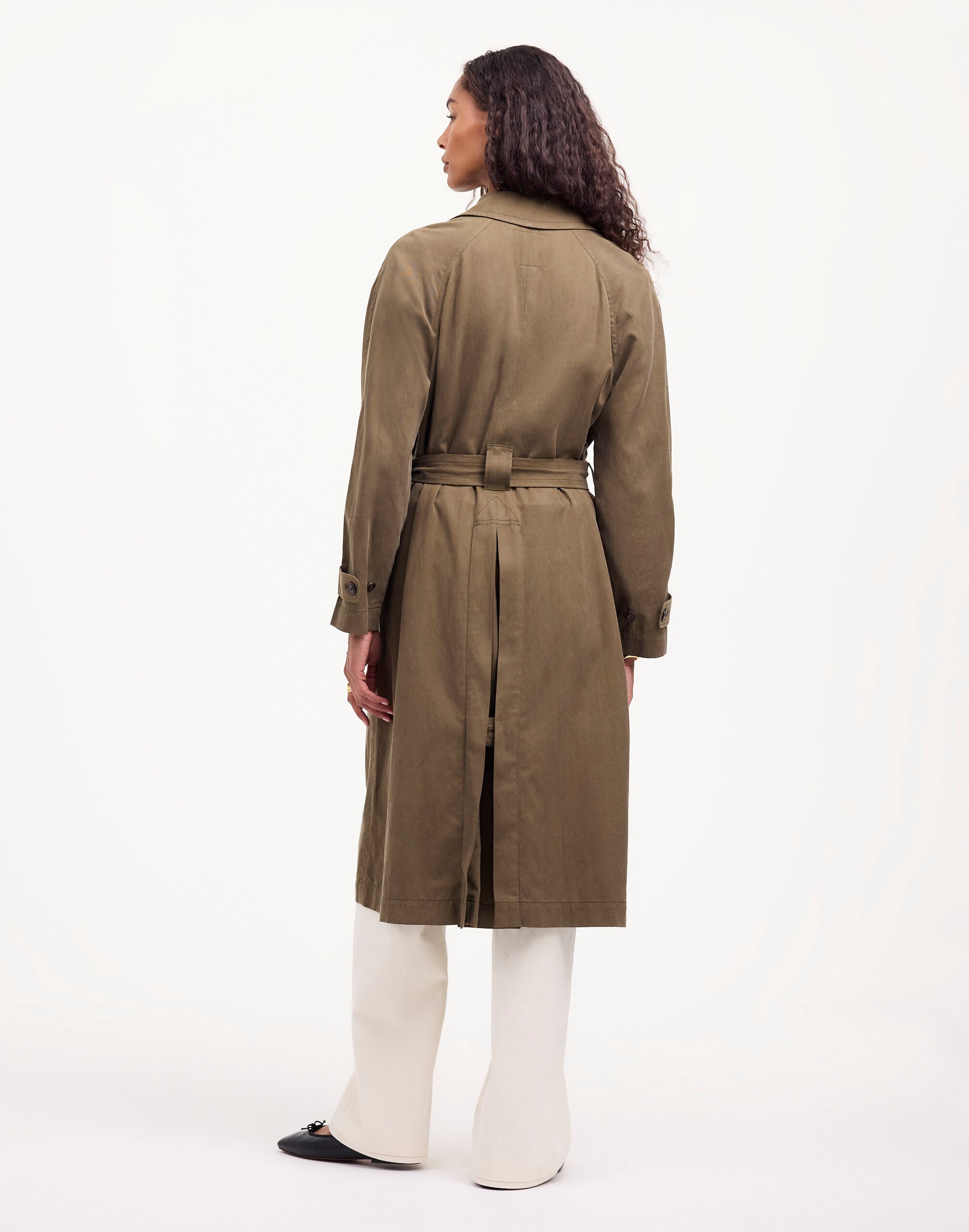 Belted Trench Coat in Drapey Twill