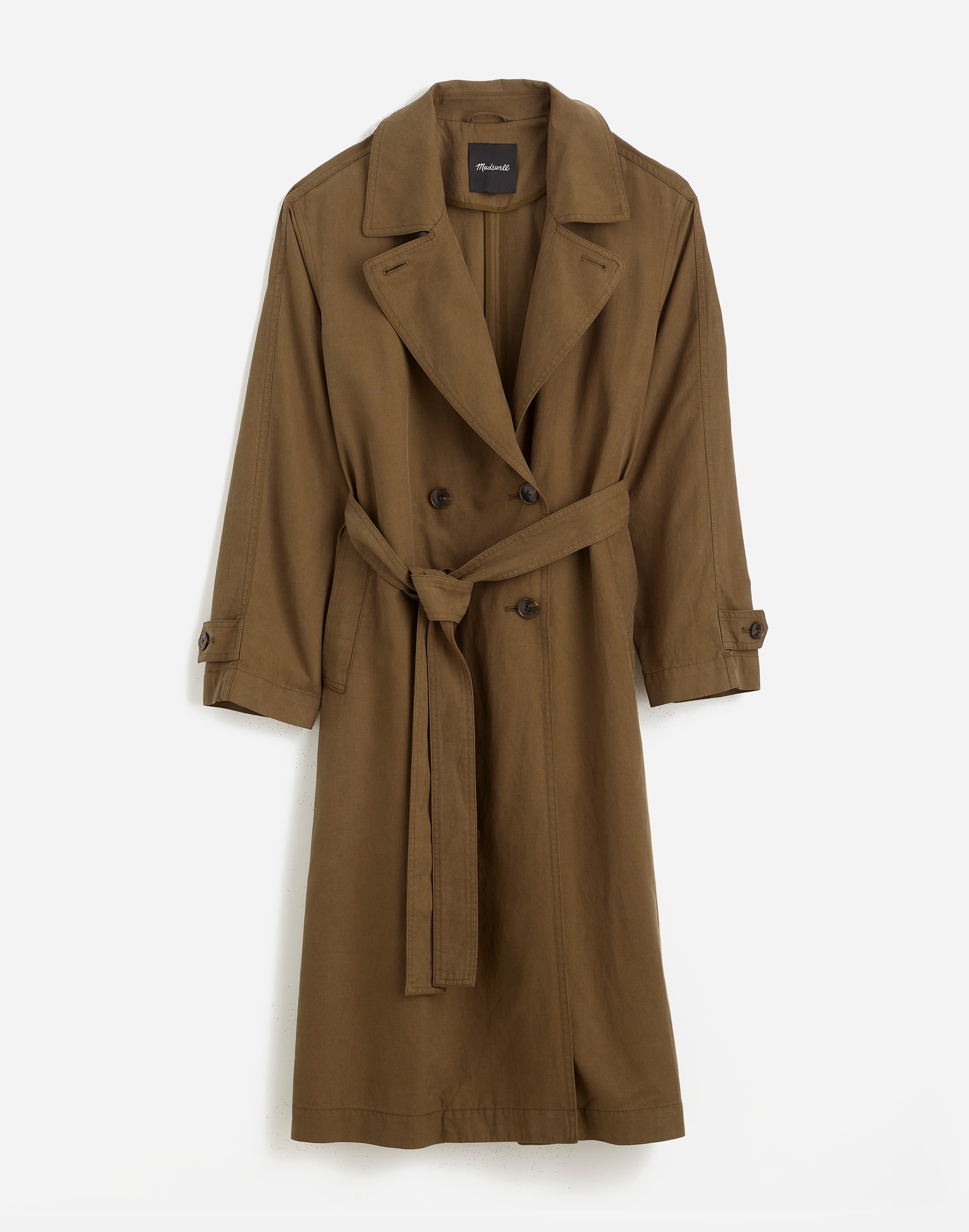 Belted Trench Coat in Drapey Twill