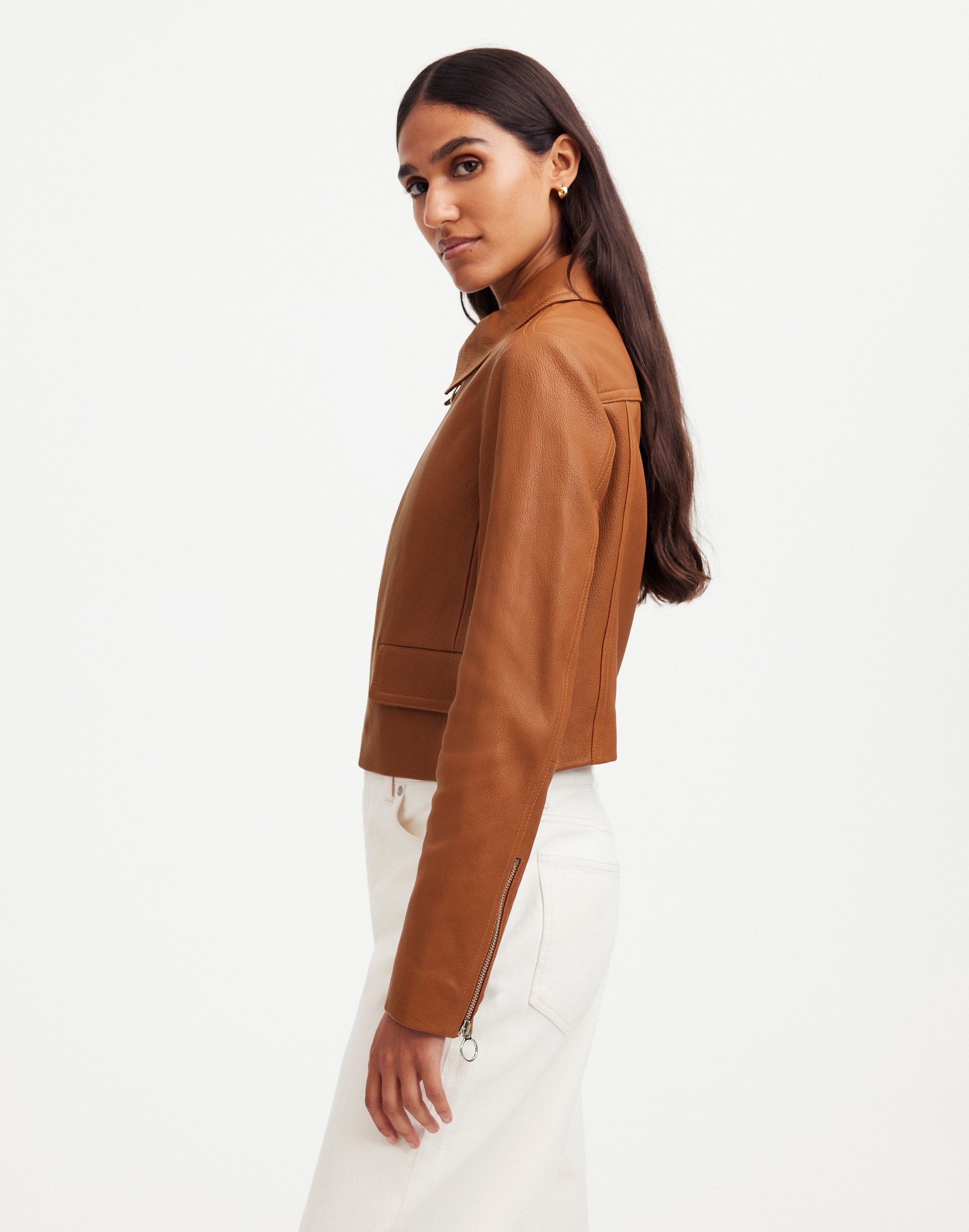 Shrunken ZipFront Jacket in Leather Madewell