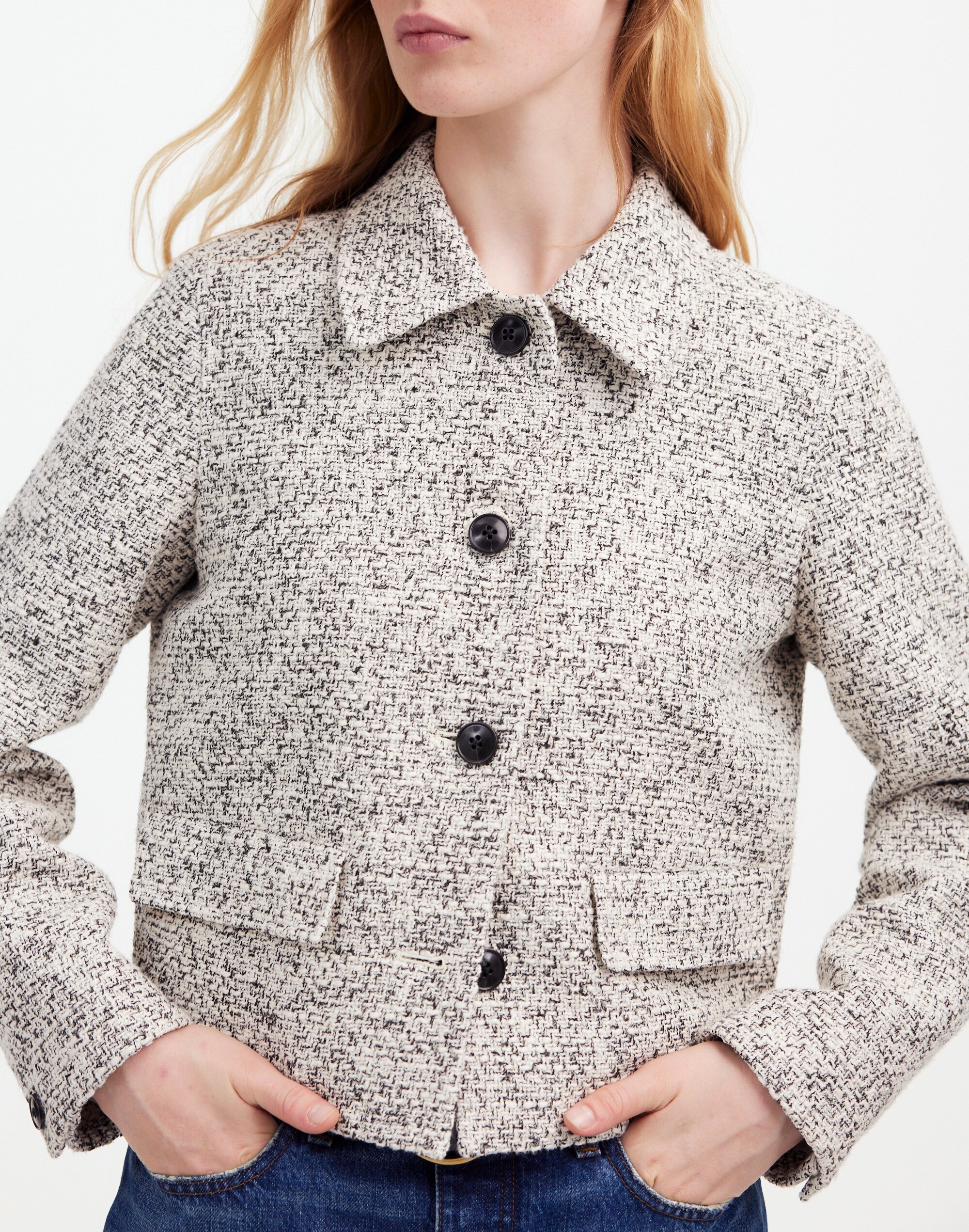 Button-Front Jacket in Tweed