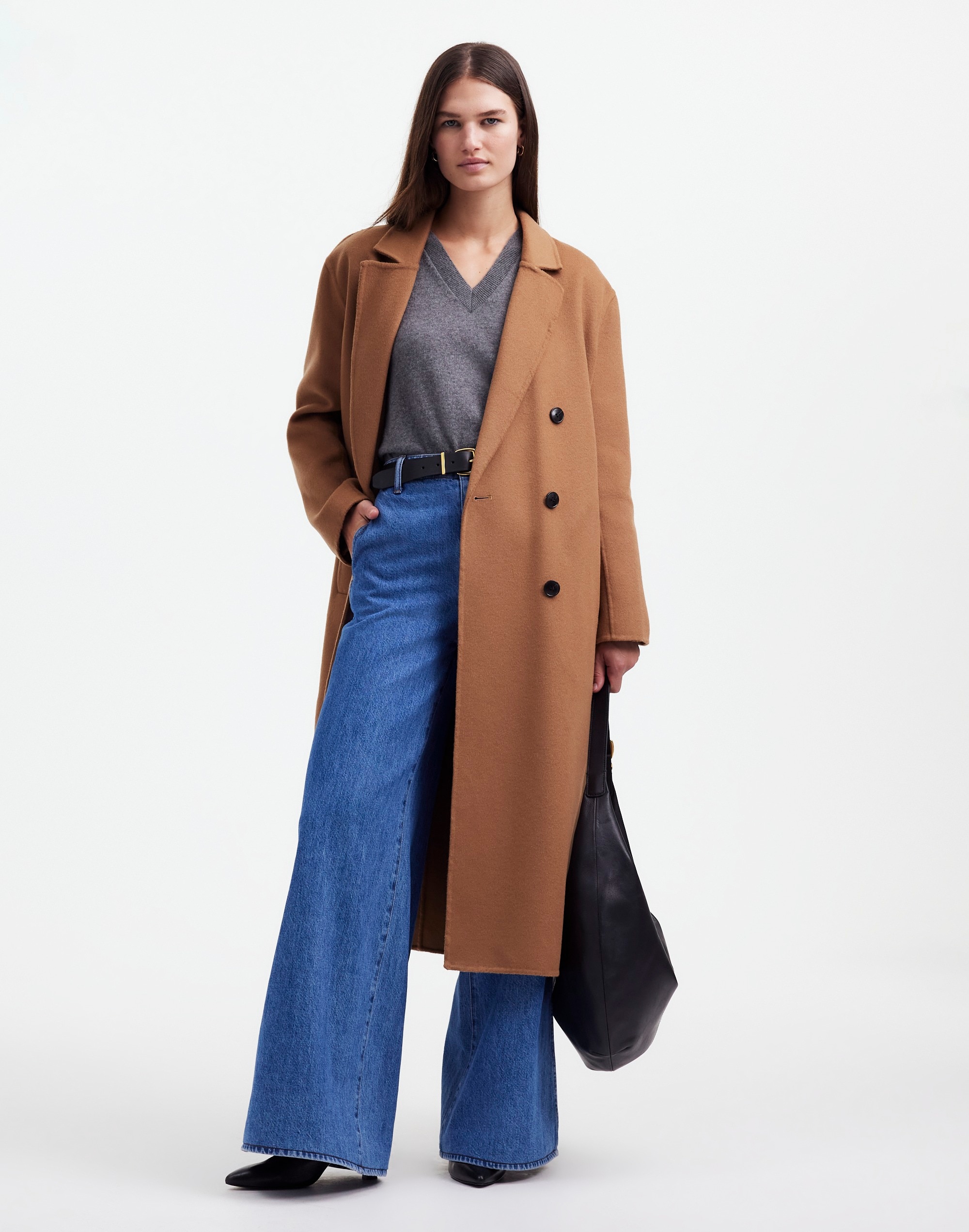 double-faced brushed long coat