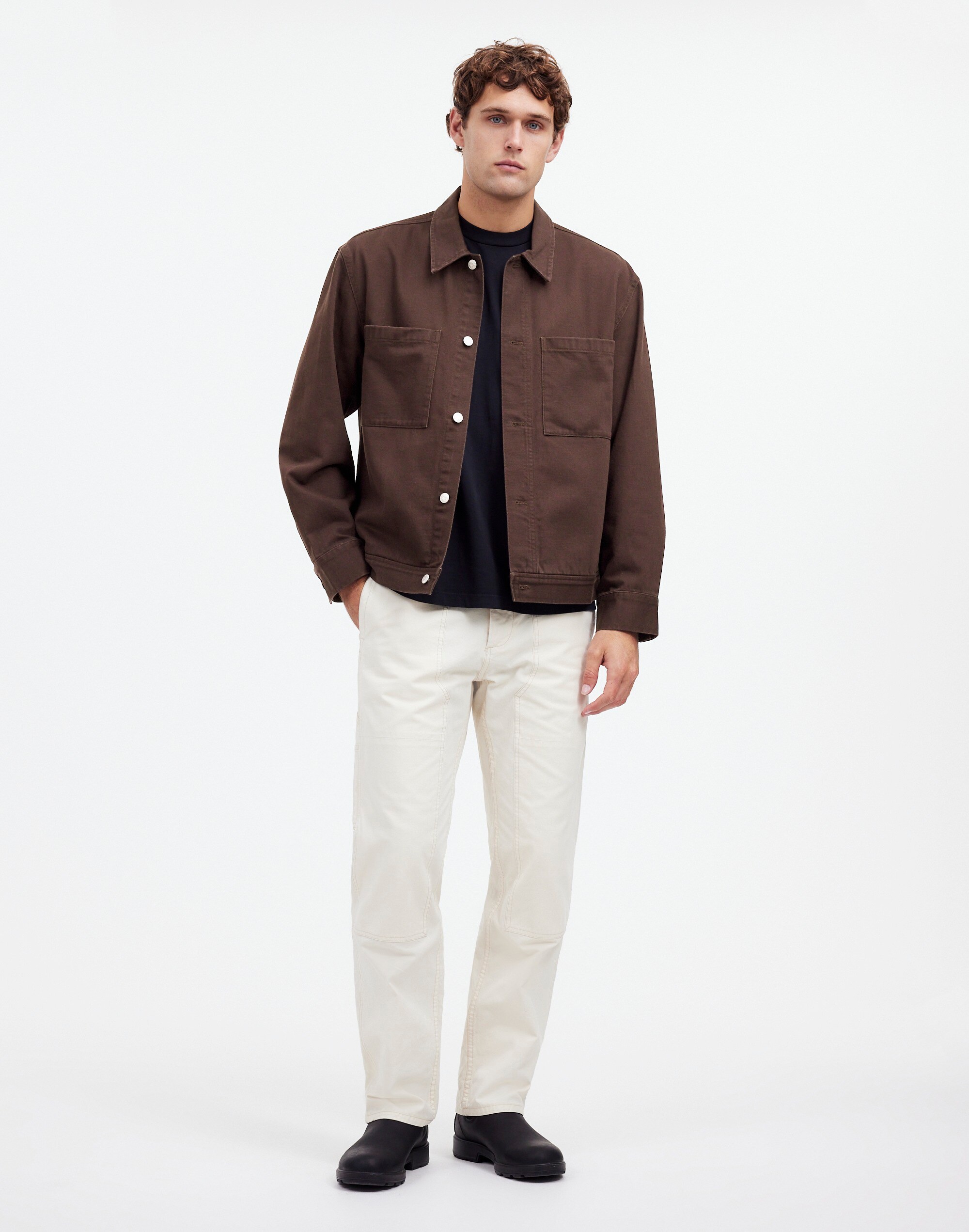 Cotton Twill Shirt-Jacket in roasted espresso image 2