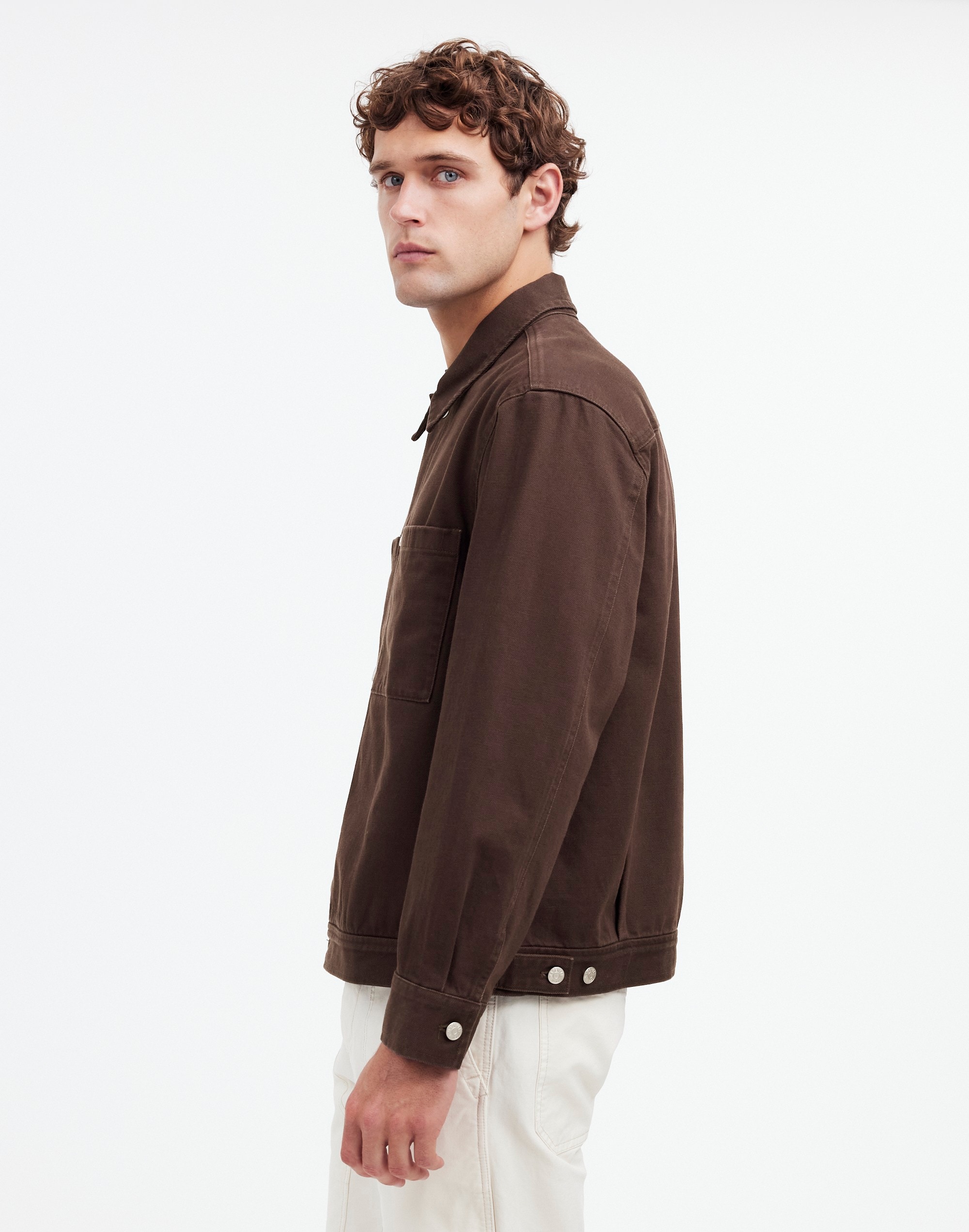 Cotton Twill Shirt-Jacket in roasted espresso image 3