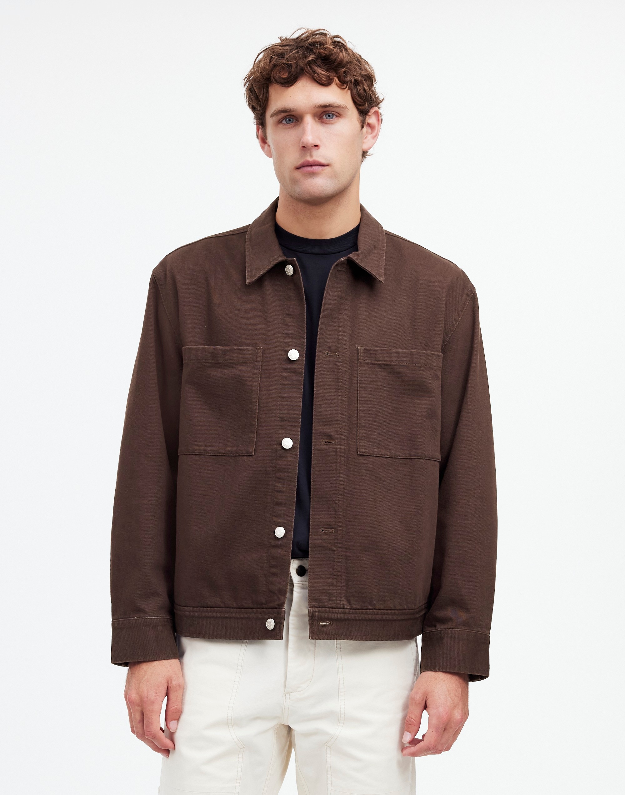 Cotton Twill Shirt-Jacket in roasted espresso image 1