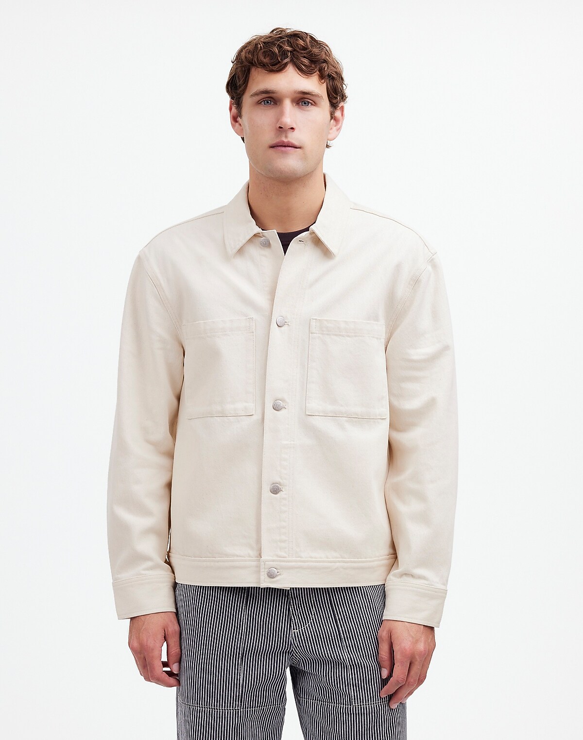 Denim Shirt-Jacket in Ecru