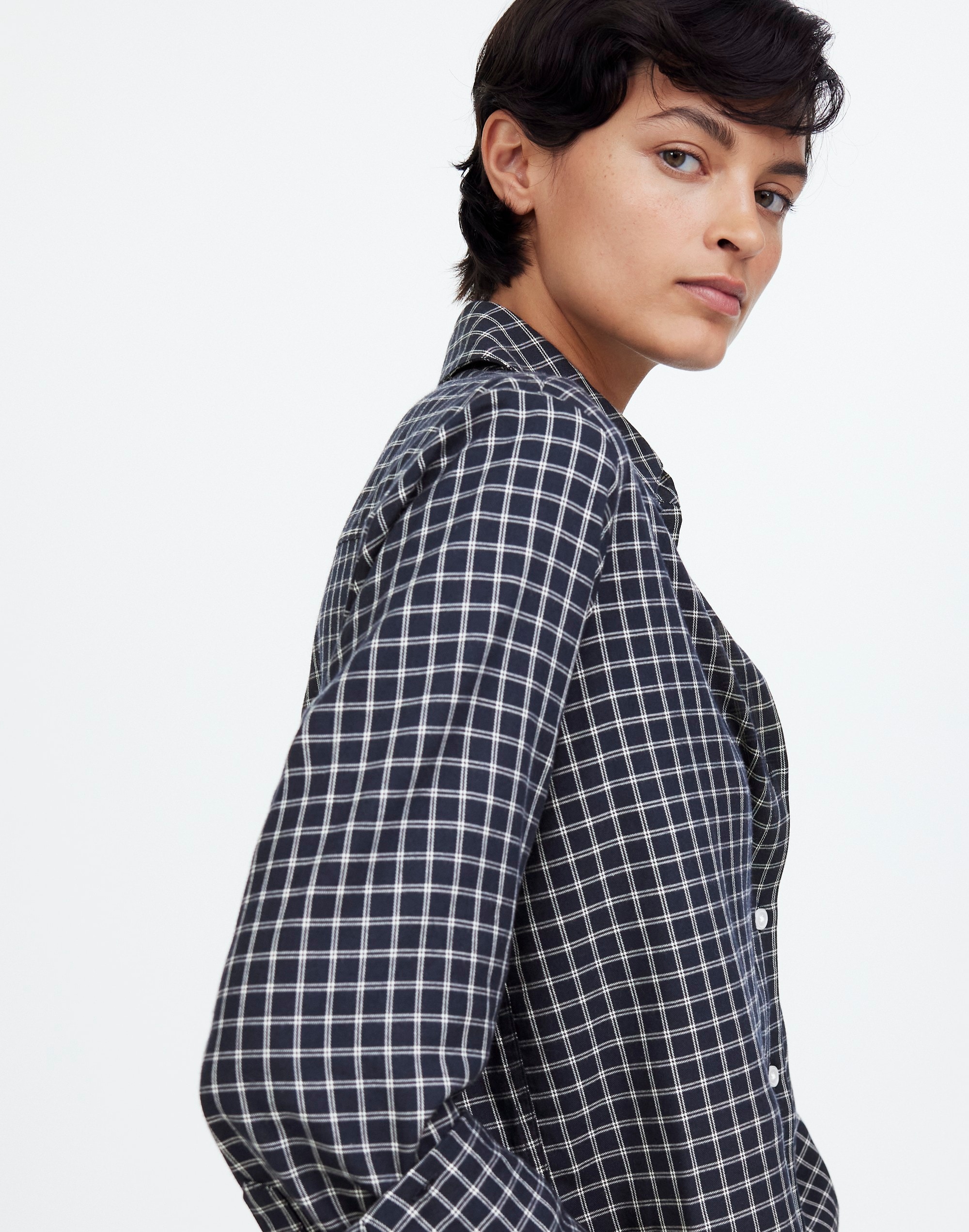 Easy Y-Neck Button-Up Shirt