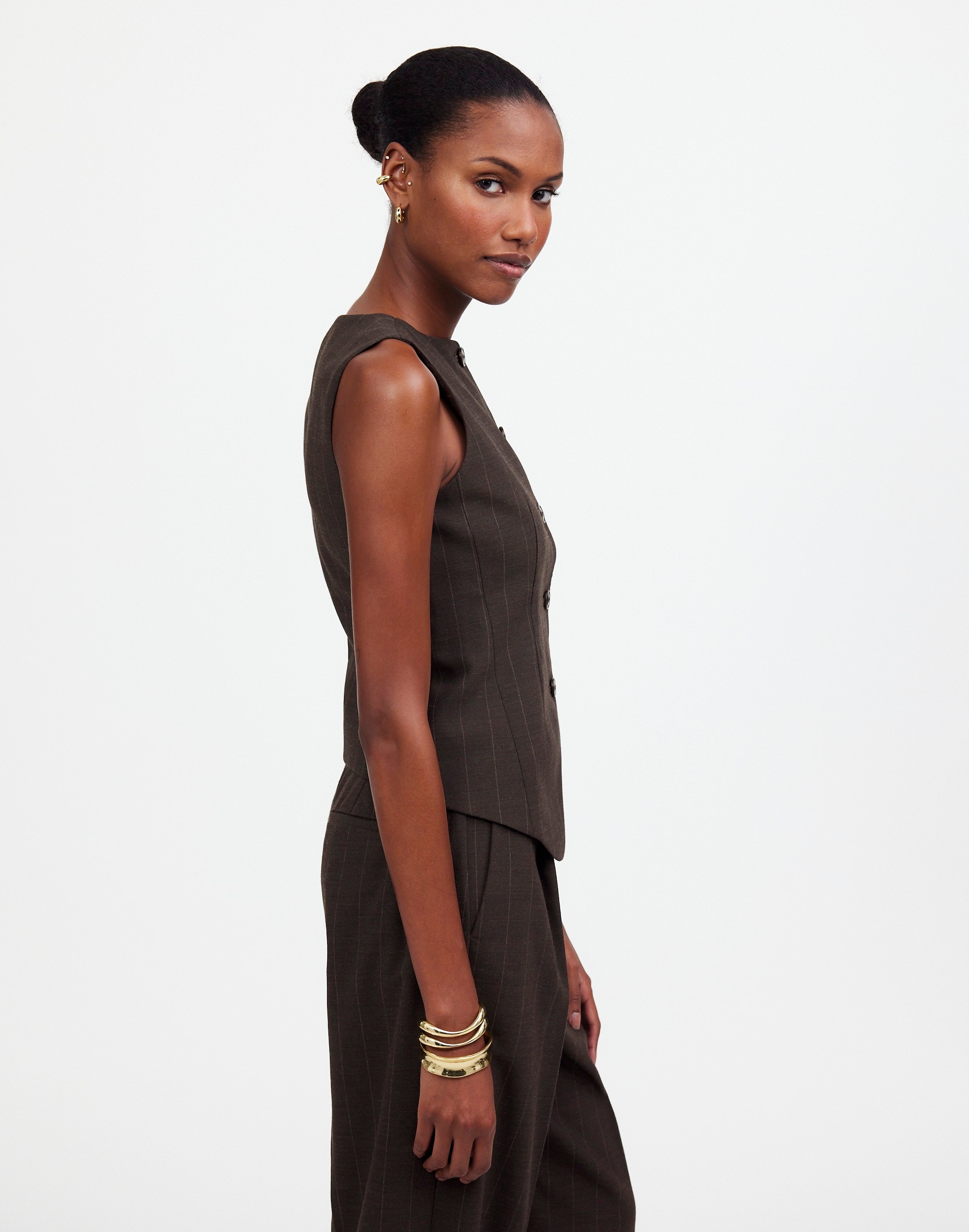 Single-Breasted Scoopneck Vest