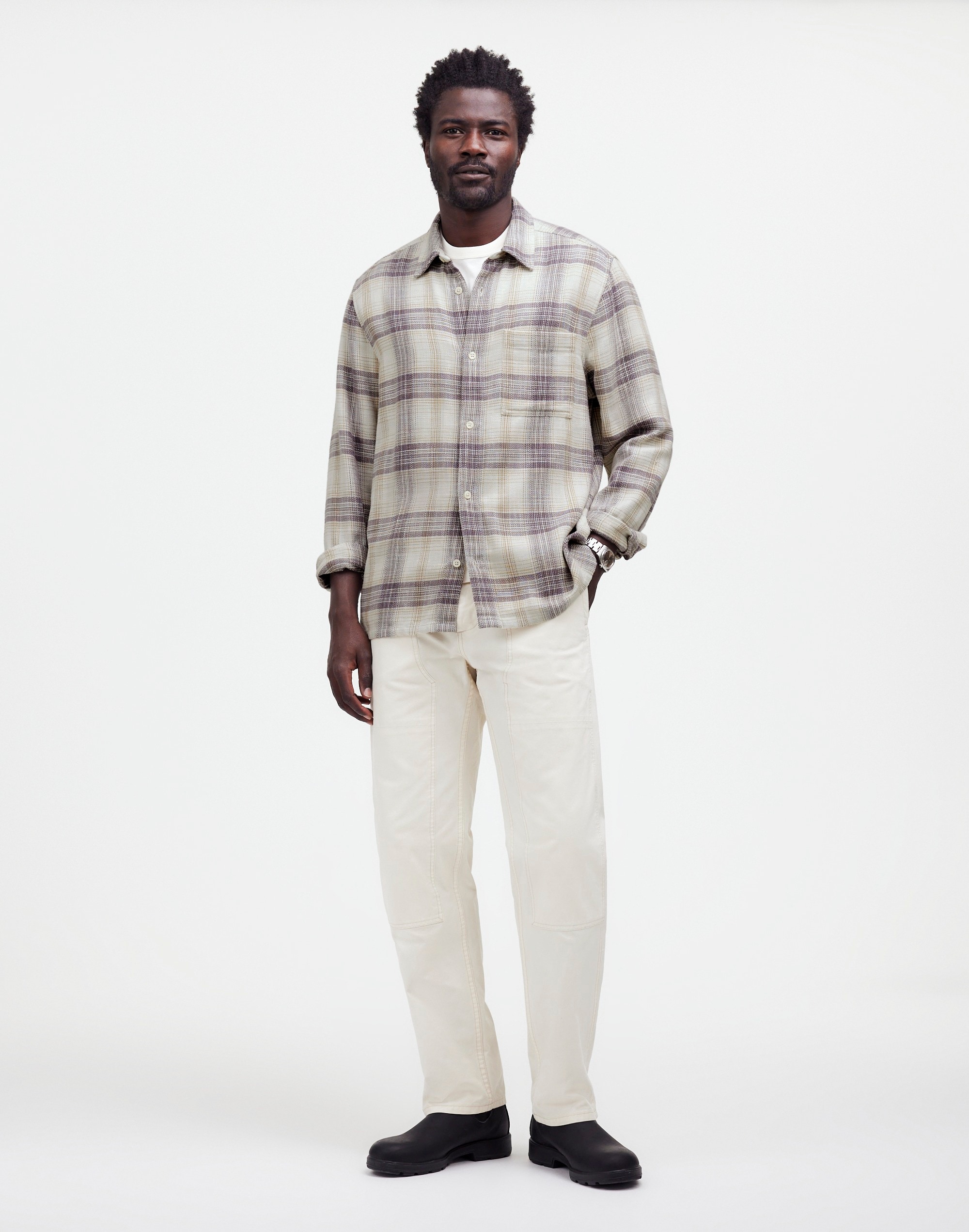 Easy Long-Sleeve Shirt in Slub Twill in form grey image 2