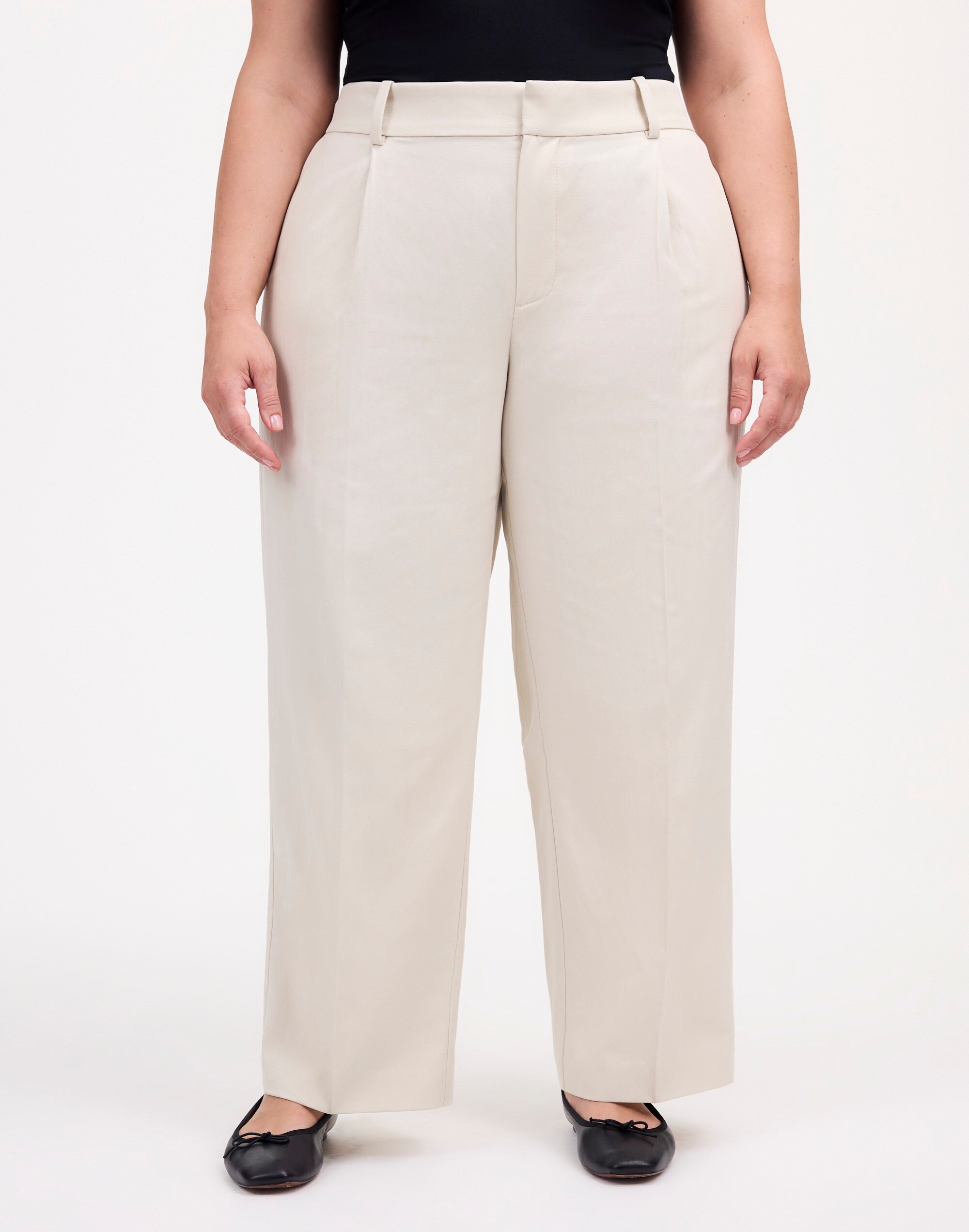 Plus Slouchy Straight Pants in Drapey Twill