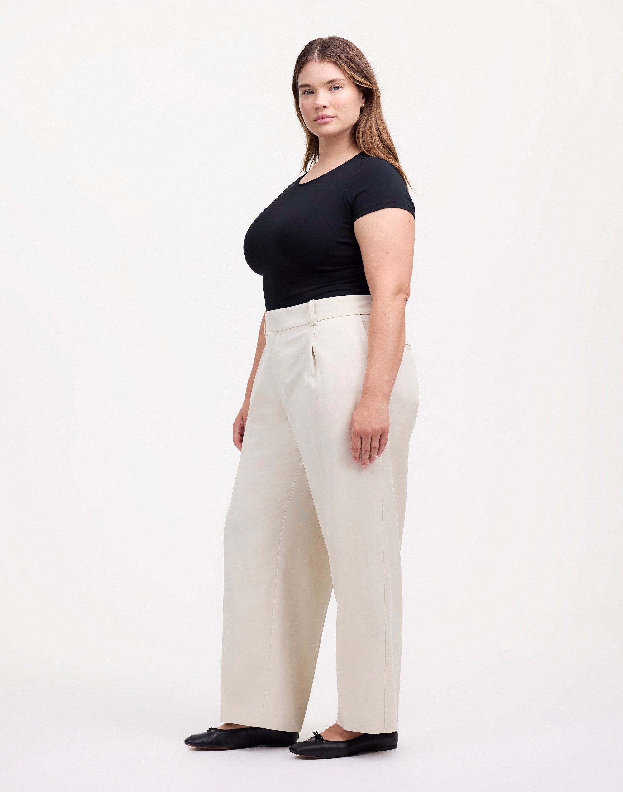 Plus Slouchy Straight Pants in Drapey Twill