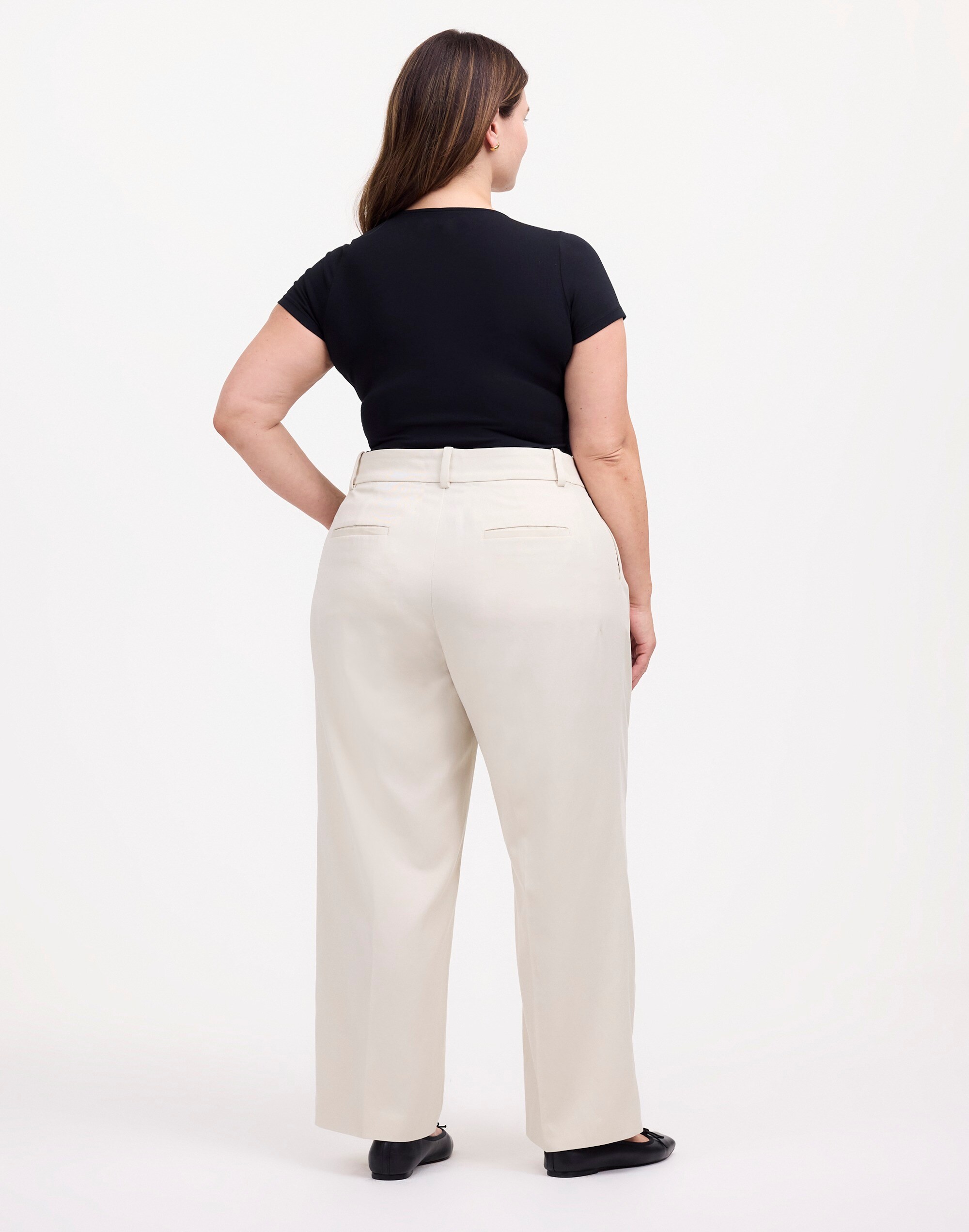 Plus Slouchy Straight Pants in Drapey Twill