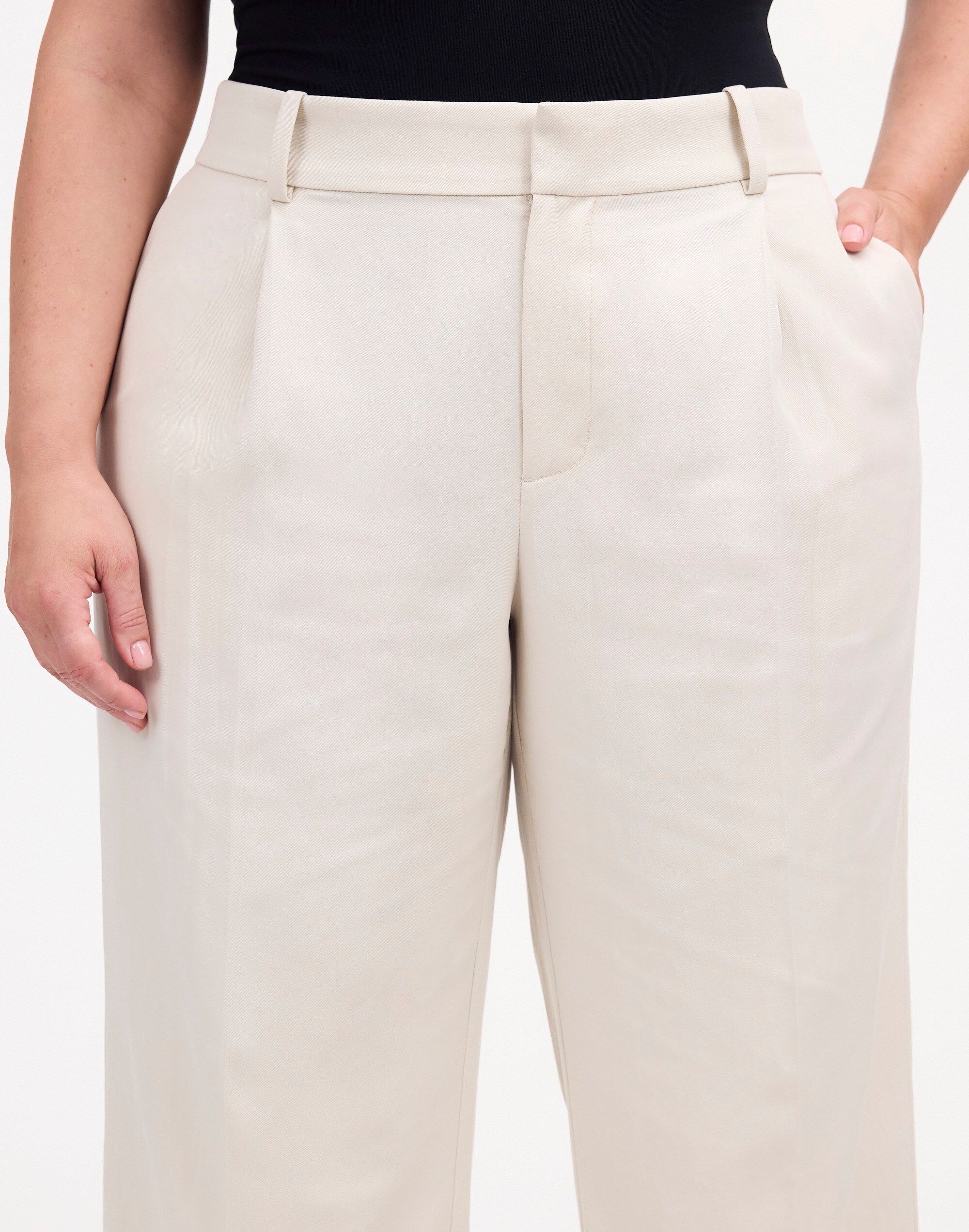 Plus Slouchy Straight Pants in Drapey Twill