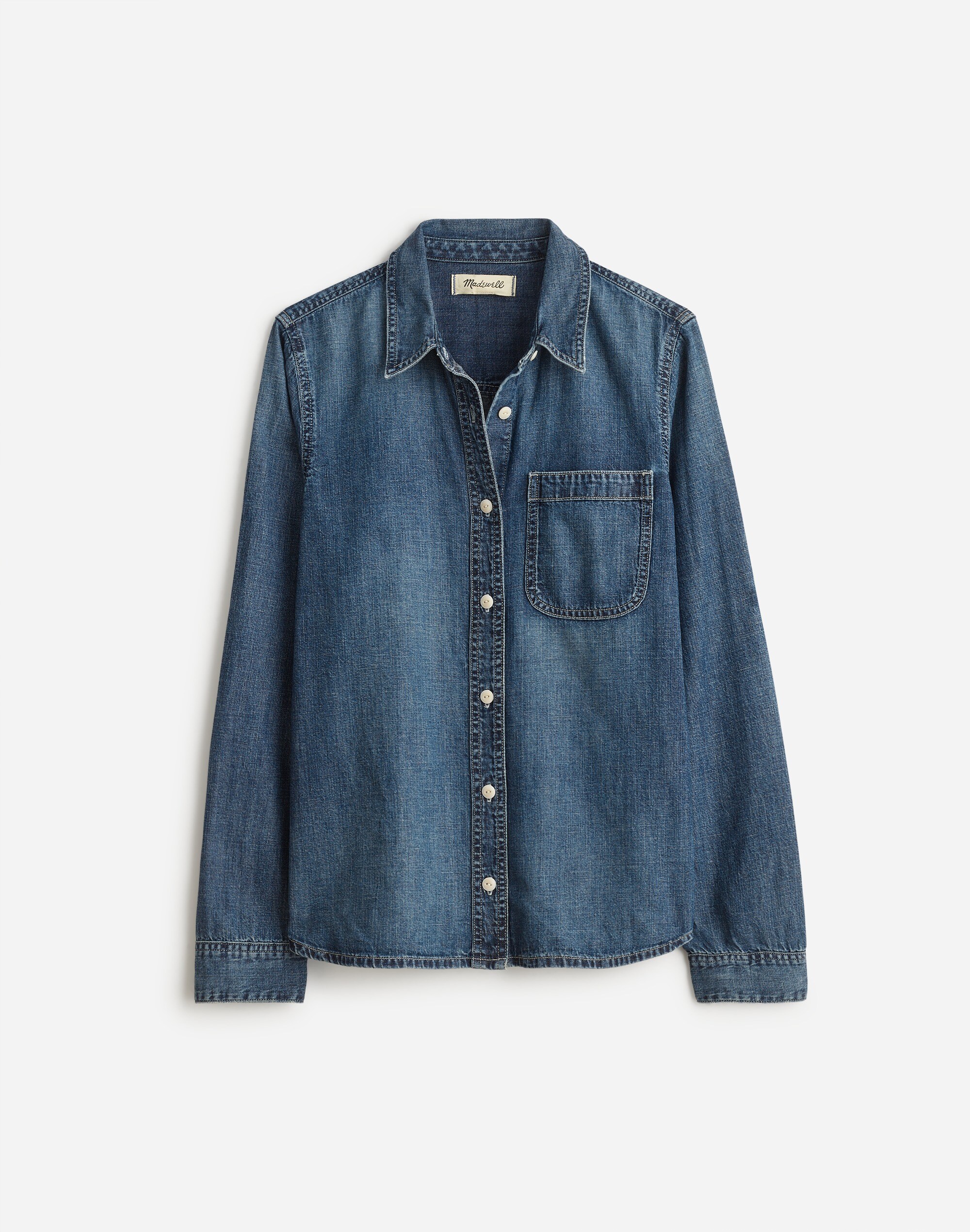 Plus Denim Tuckable Button-Up Shirt in Hillsborough Wash