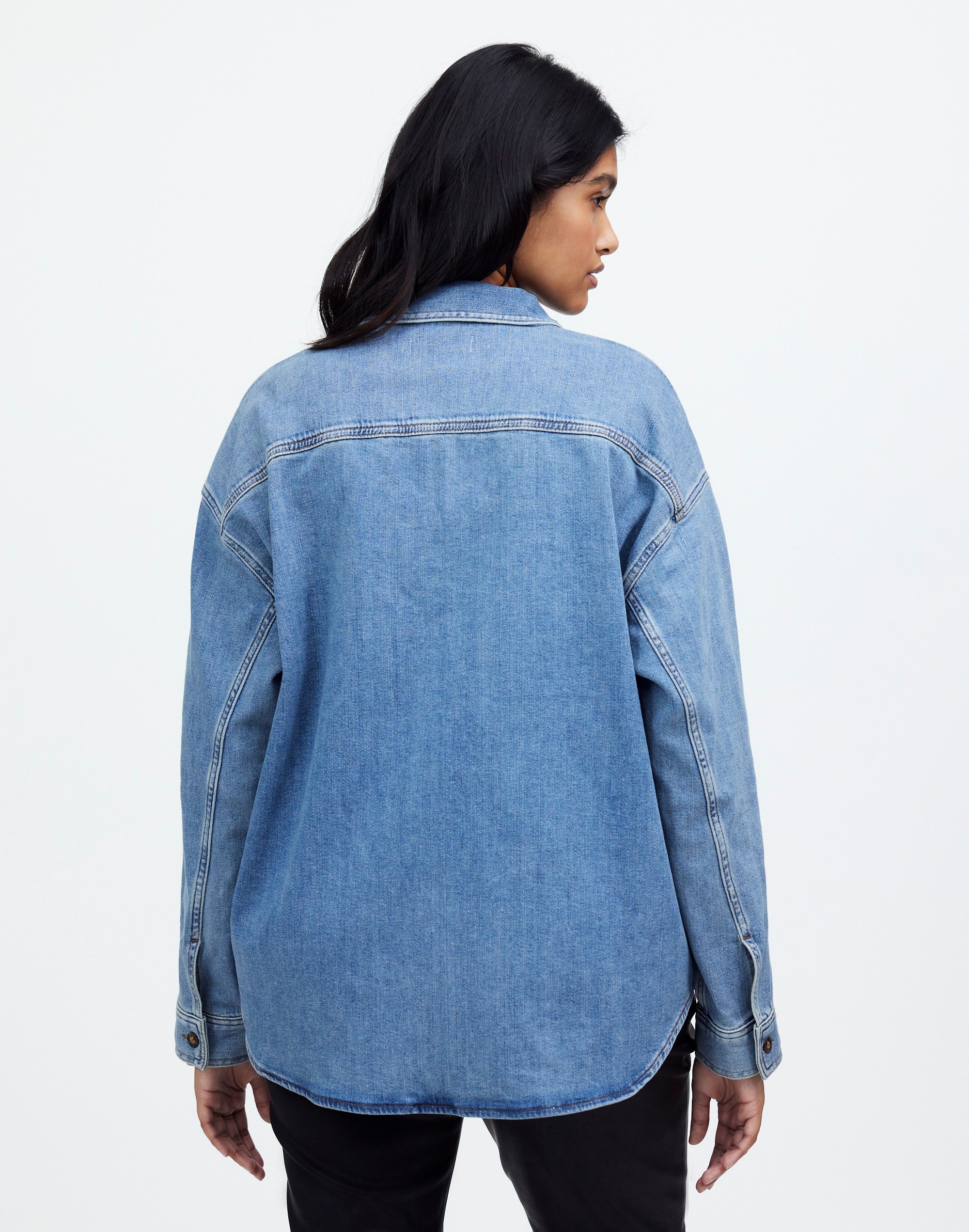 Plus Denim Long-Sleeve Button-Up Shirt in Blissfield Wash Alternate Image 3