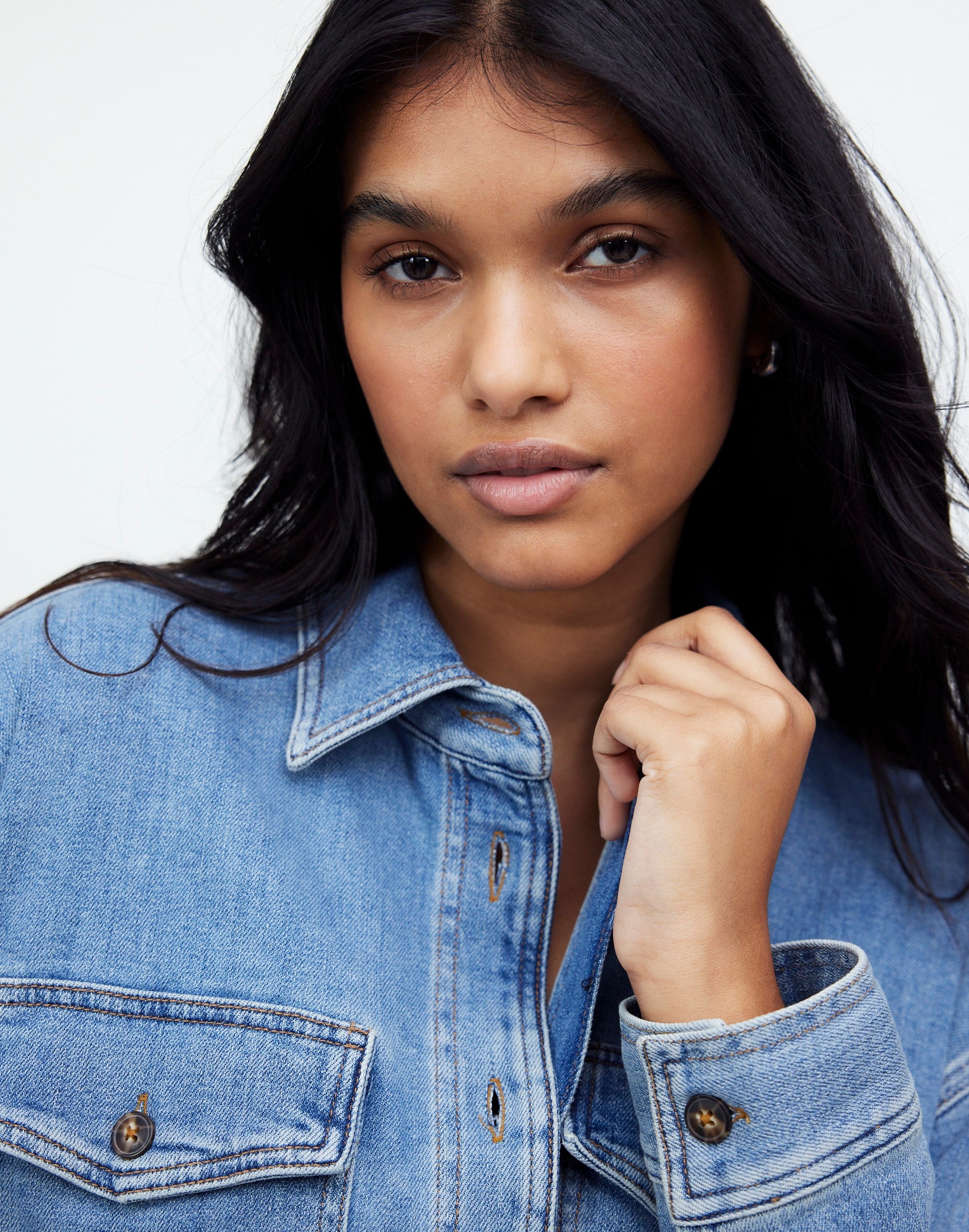 Plus Denim Long-Sleeve Button-Up Shirt in Blissfield Wash Alternate Image 4