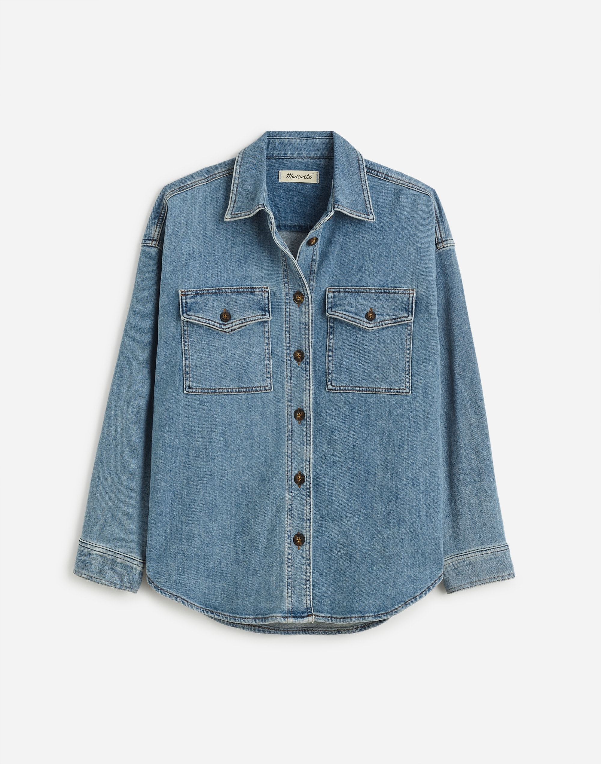 Plus Denim Long-Sleeve Button-Up Shirt in Blissfield Wash Alternate Image 5