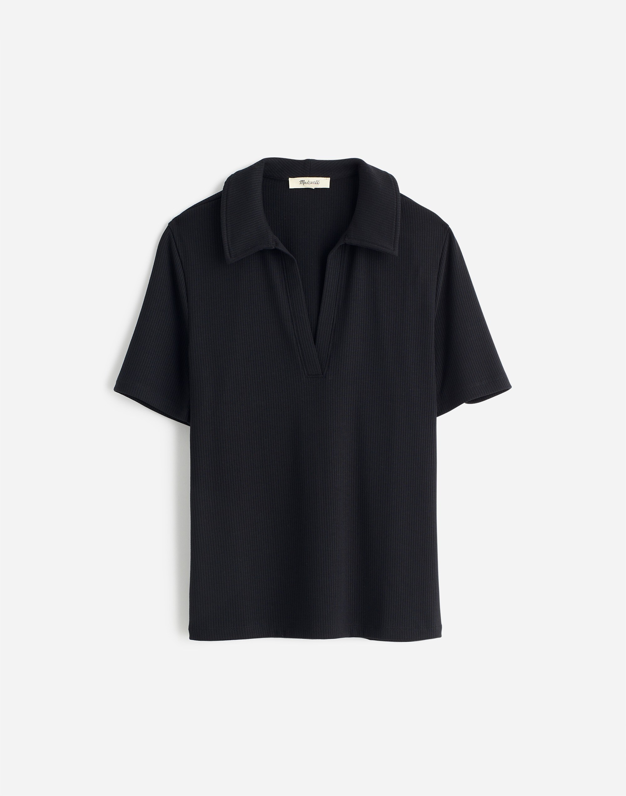 Drapey Rib Short-Sleeve Polo Top