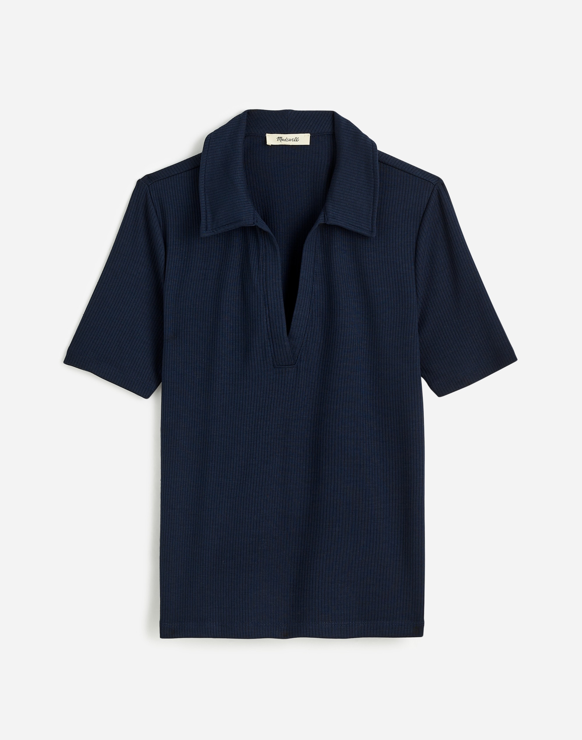 Drapey Rib Short-Sleeve Polo Top