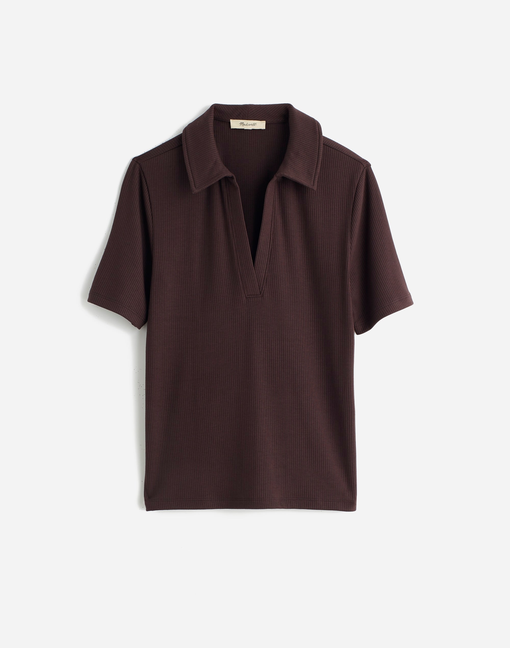 Drapey Rib Short-Sleeve Polo Top