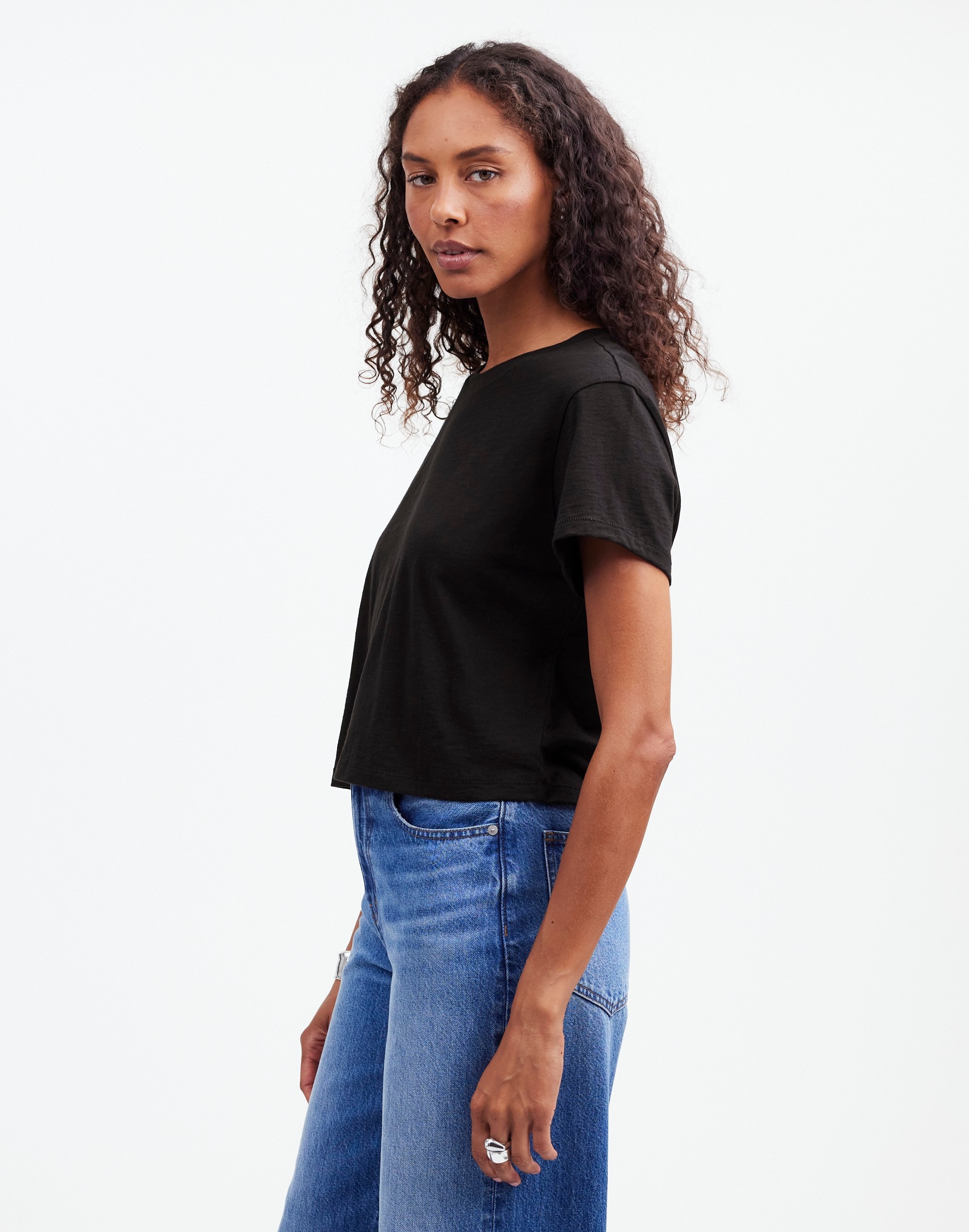 The Boxy-Crop Tee in Soft Slub