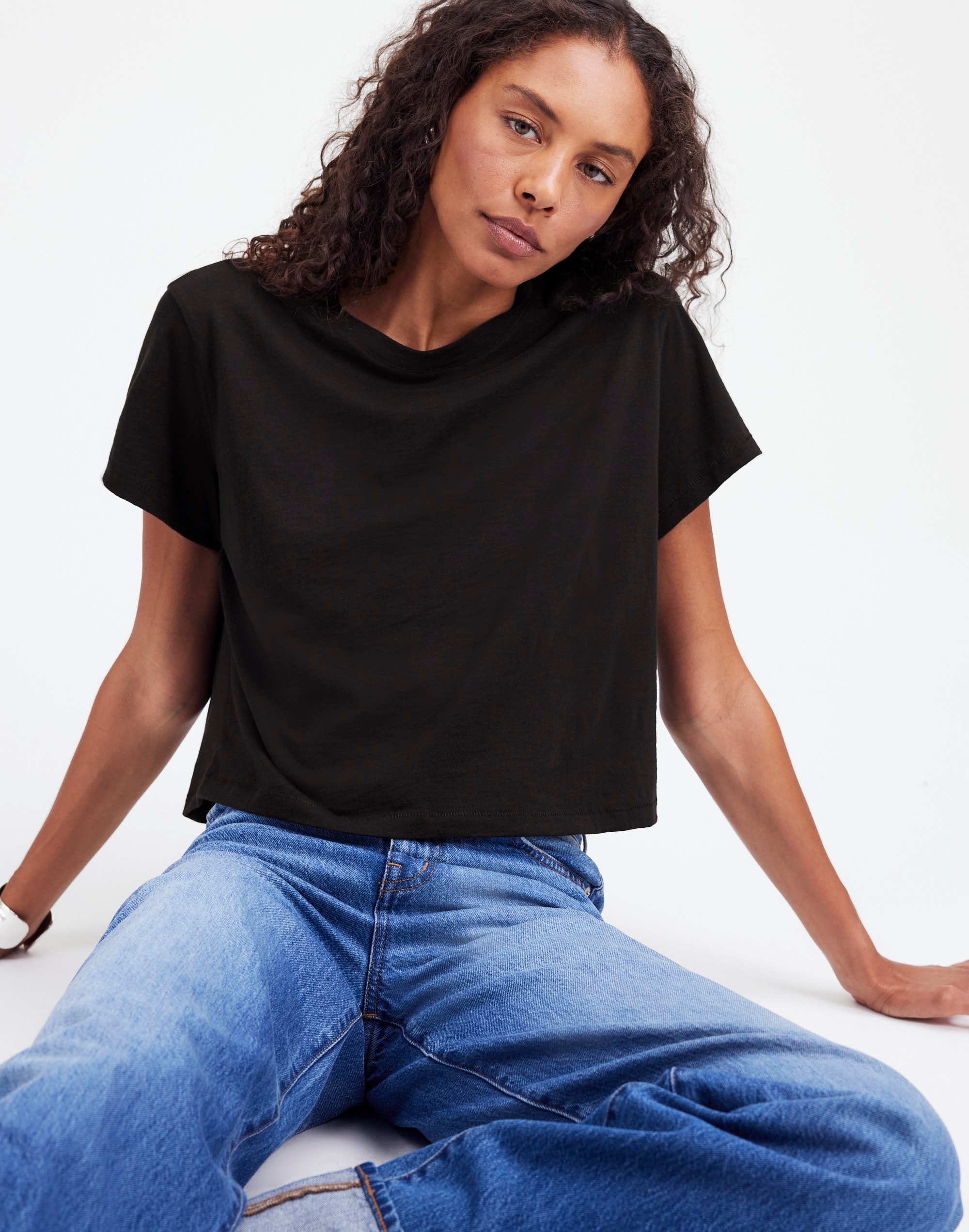 The Boxy-Crop Tee in Soft Slub