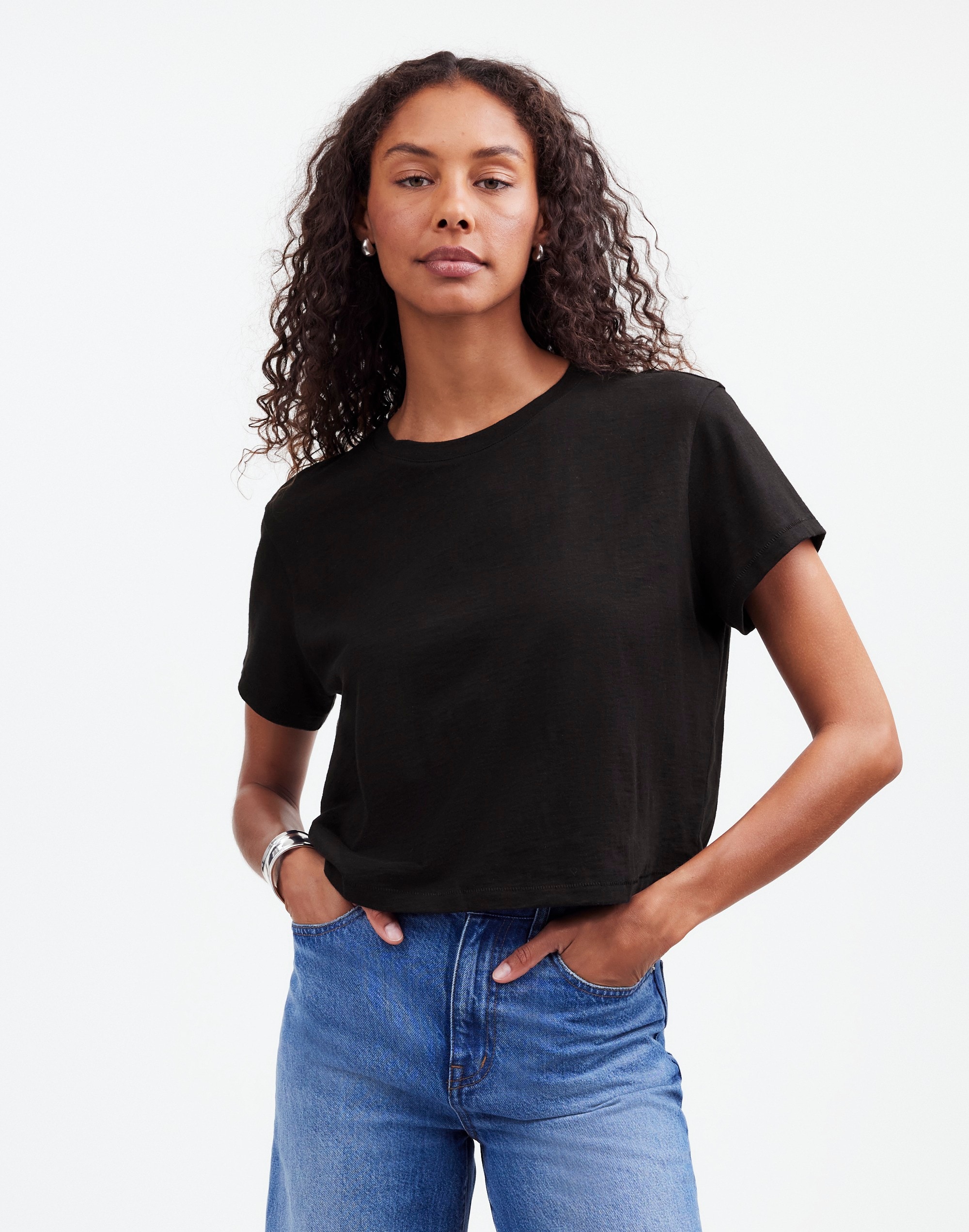 The Boxy-Crop Tee in Soft Slub