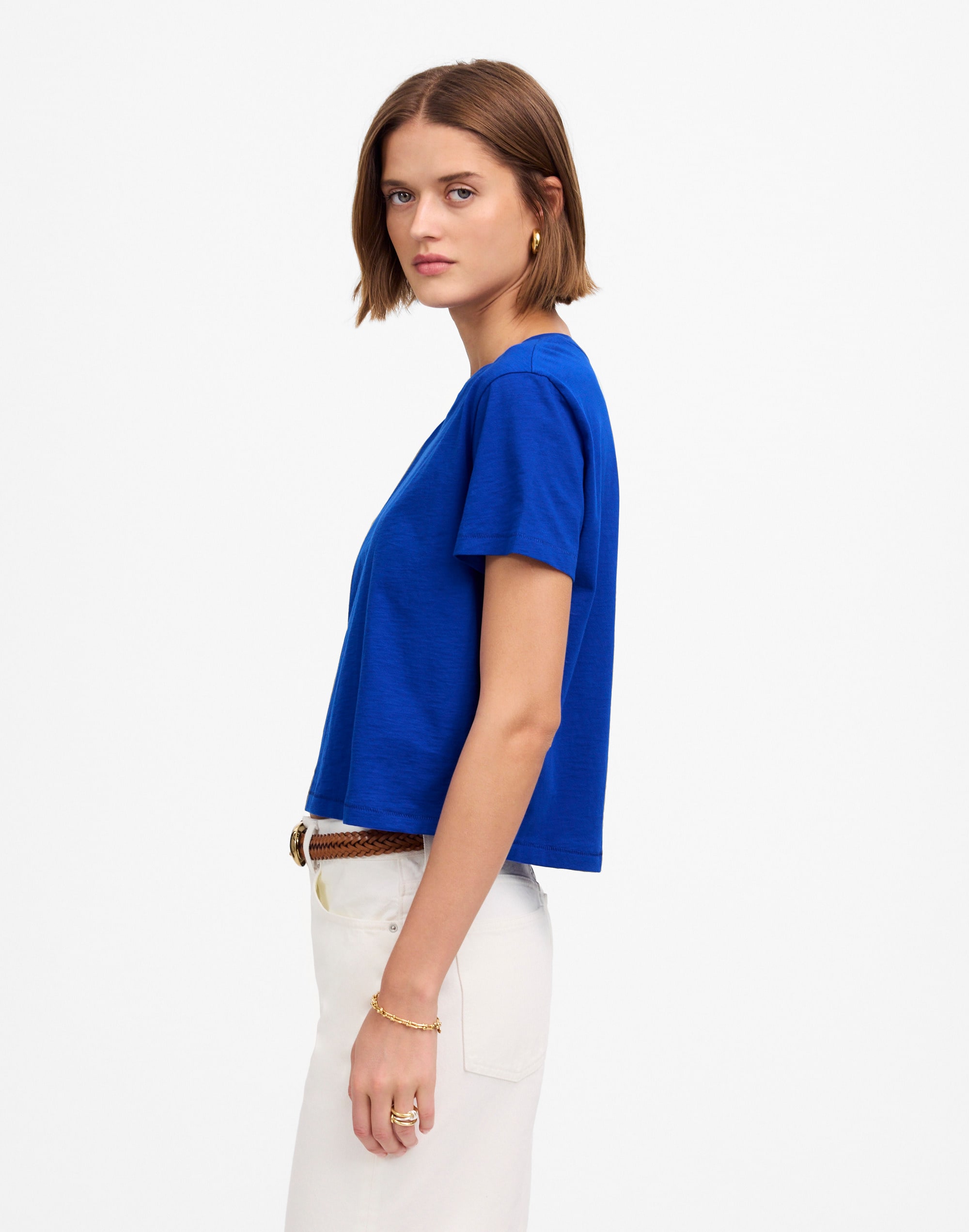 3/4 Sleeves Special Washed Boxy Cotton Slub Top